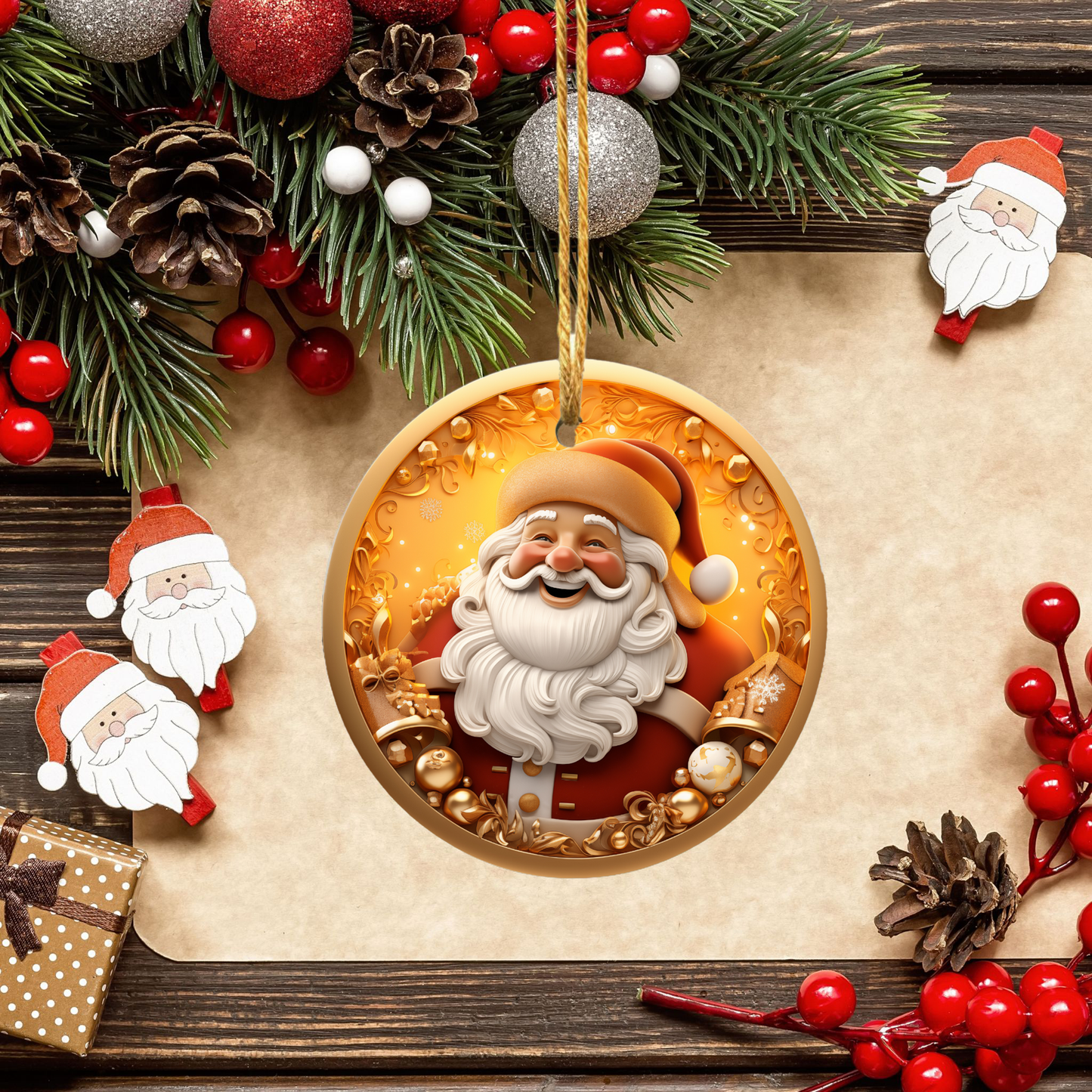 Radiant 3D Porcelain Christmas Ornament:  Elegance in Every Detail for Your Holiday Joy!