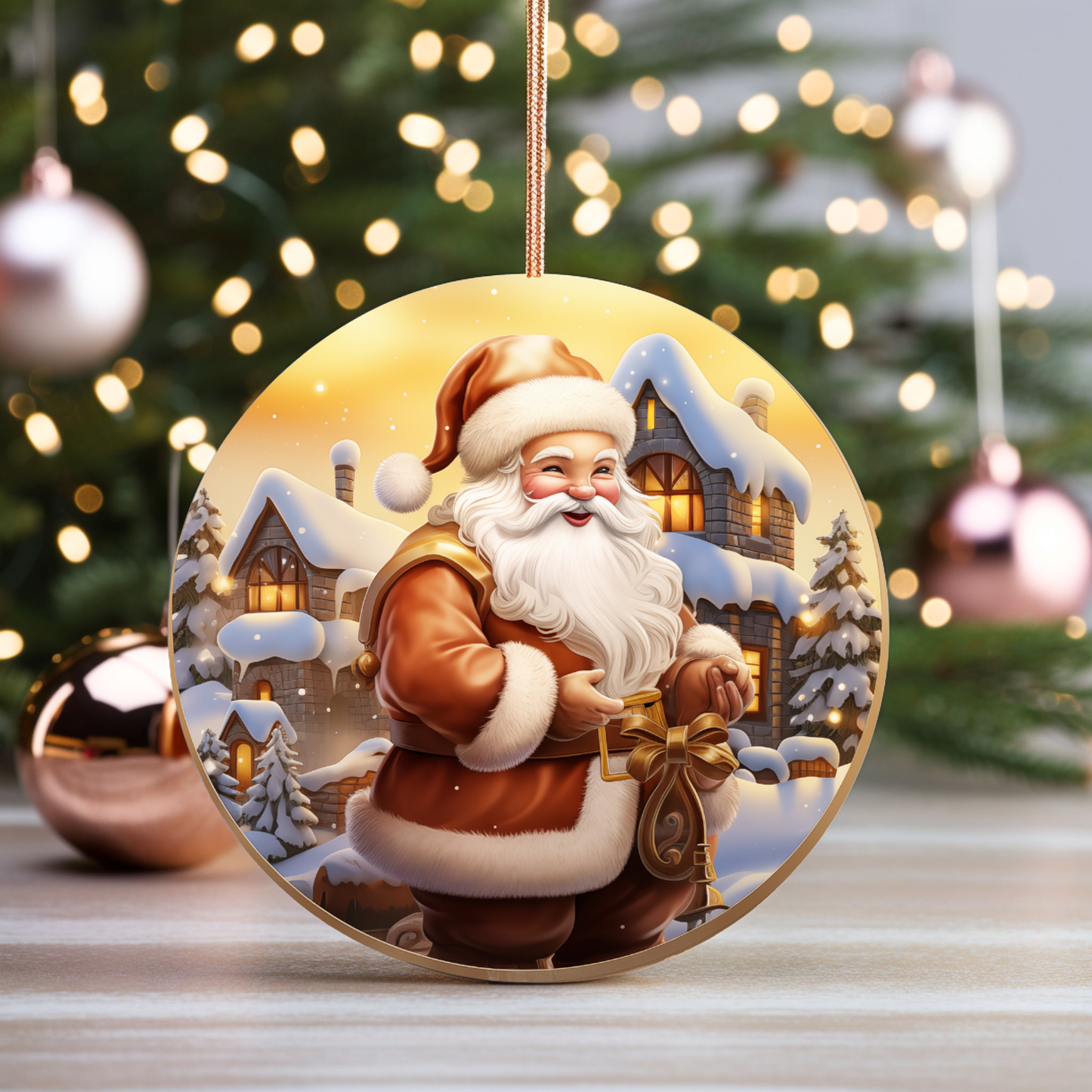 Radiant 3D Porcelain Christmas Ornament:  Elegance in Every Detail for Your Holiday Joy!