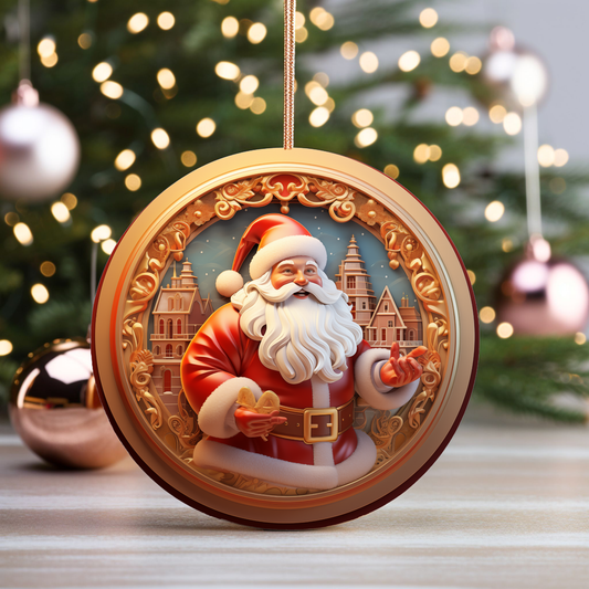 Radiant 3D Porcelain Christmas Ornament:  Elegance in Every Detail for Your Holiday Joy!