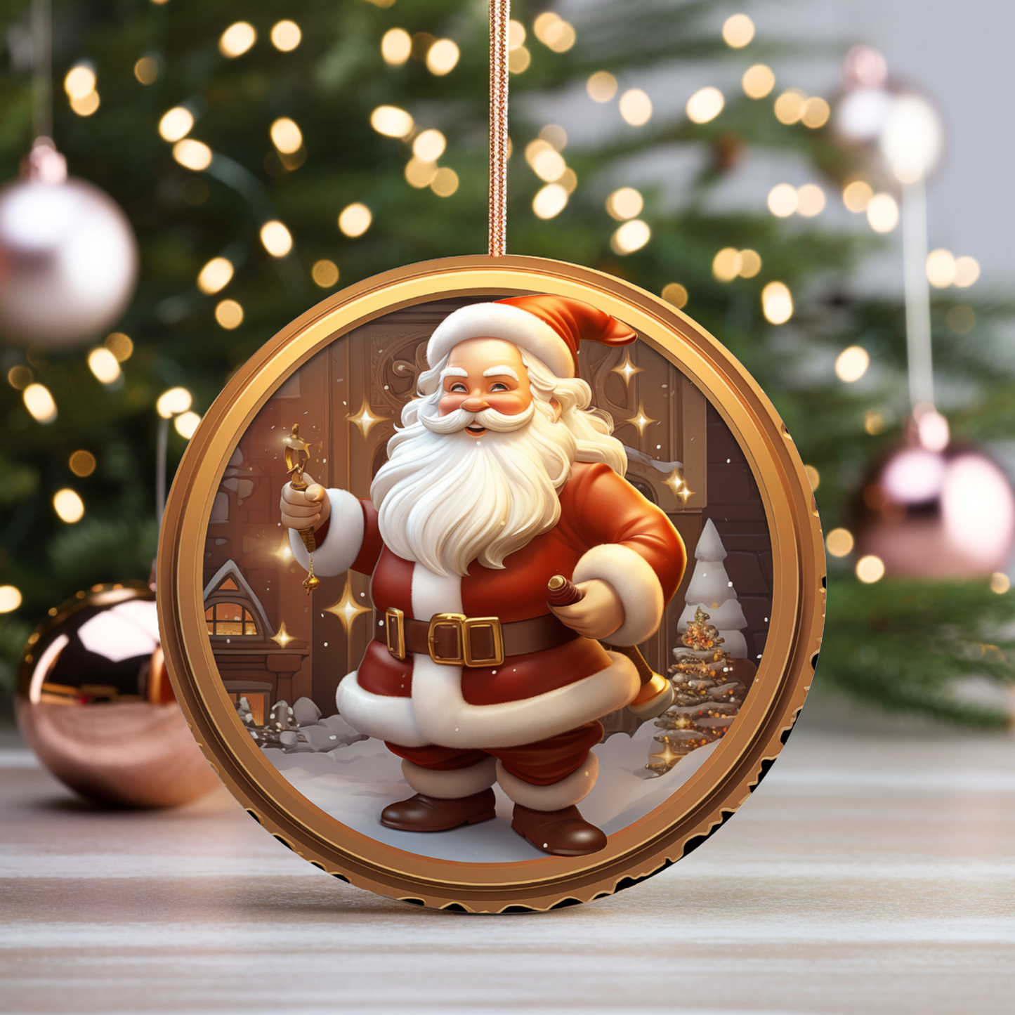 Radiant 3D Porcelain Christmas Ornament:  Elegance in Every Detail for Your Holiday Joy!