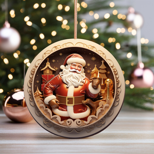 Radiant 3D Porcelain Christmas Ornament:  Elegance in Every Detail for Your Holiday Joy!