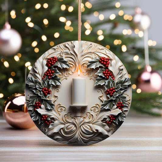 Radiant 3D Porcelain Christmas Ornament:  Elegance in Every Detail for Your Holiday Joy!