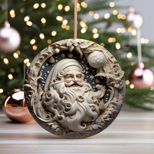 Radiant 3D Porcelain Christmas Ornament:  Elegance in Every Detail for Your Holiday Joy!