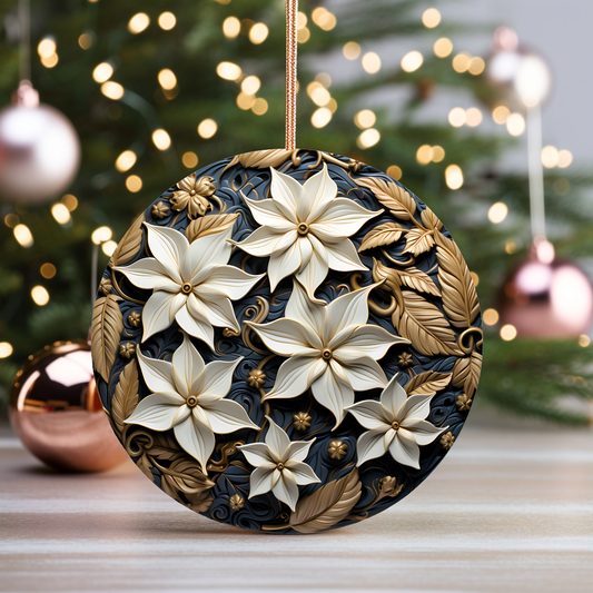 Radiant 3D Porcelain Christmas Ornament:  Elegance in Every Detail for Your Holiday Joy!