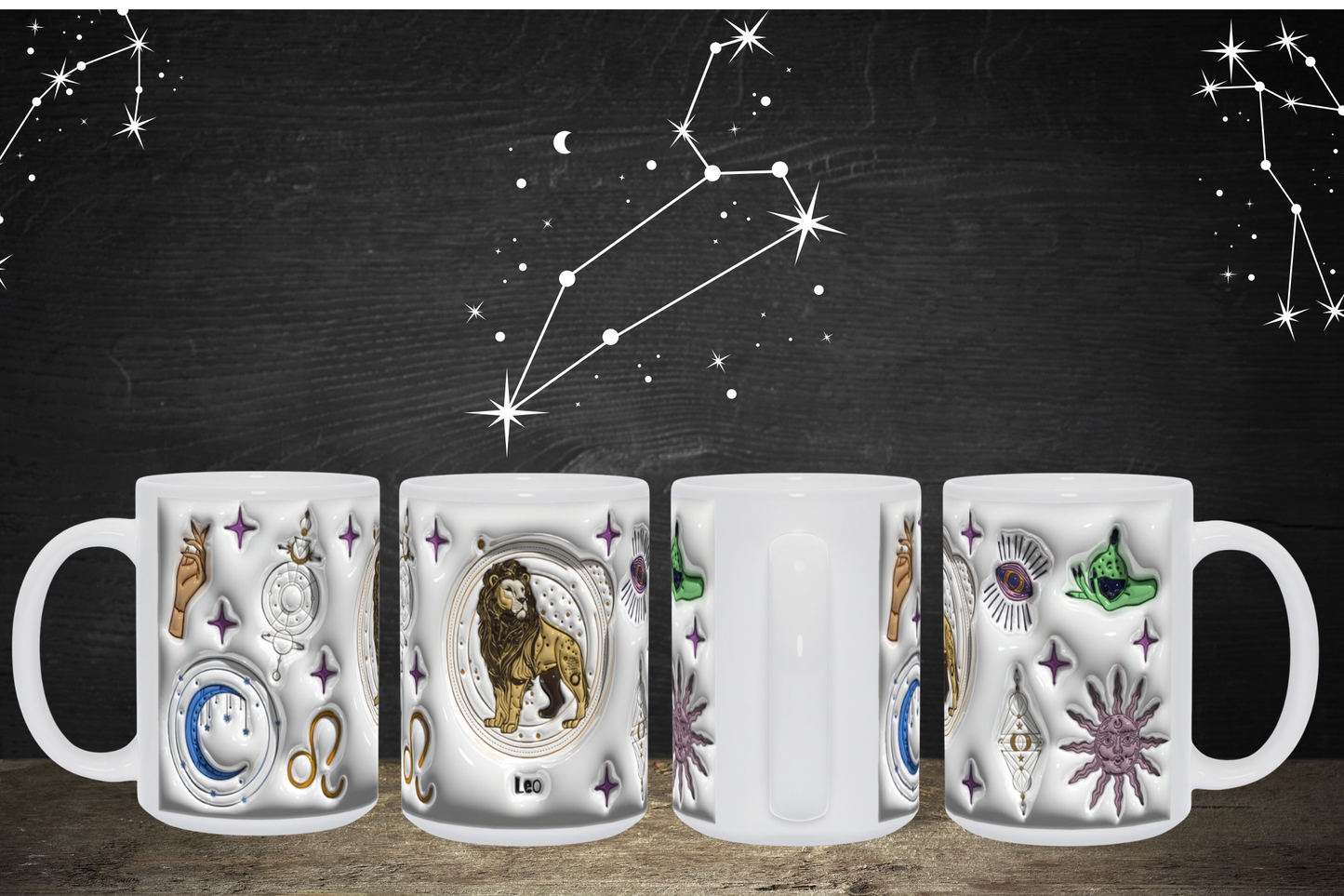 Cosmic Brew:  Inflated Zodiac Sign Mugs – “Leo”