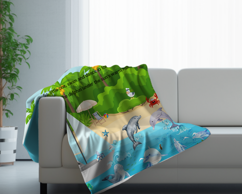 Introducing our adorable luxurious super soft Velveteen Children's Dolphin Blanket, the perfect Cuddle companion, Kid's Rhyme Blanket