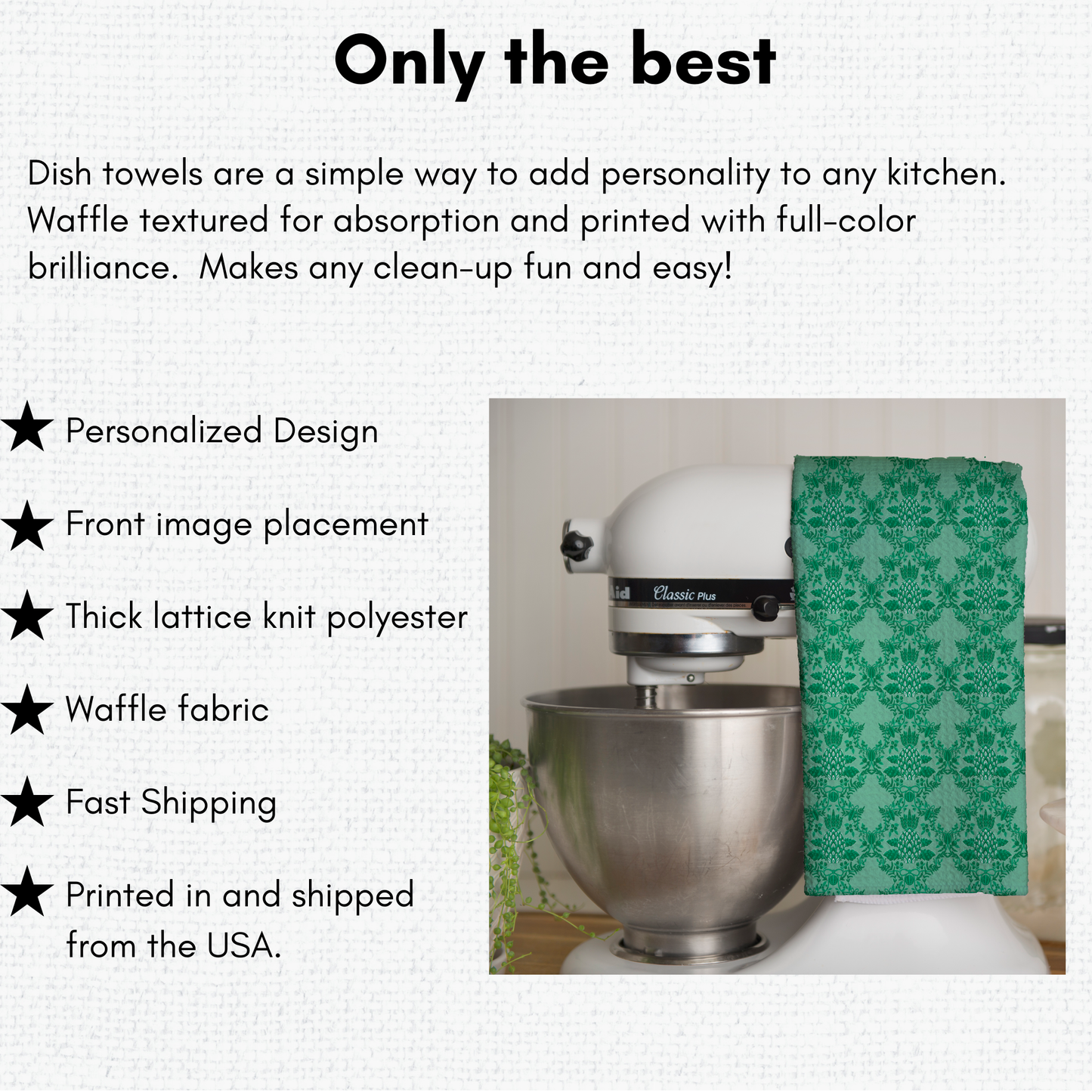 Christmas-Themed Green Waffle Kitchen Tea Towel, Waffle Towel, Cute Stocking Filler (Copy)