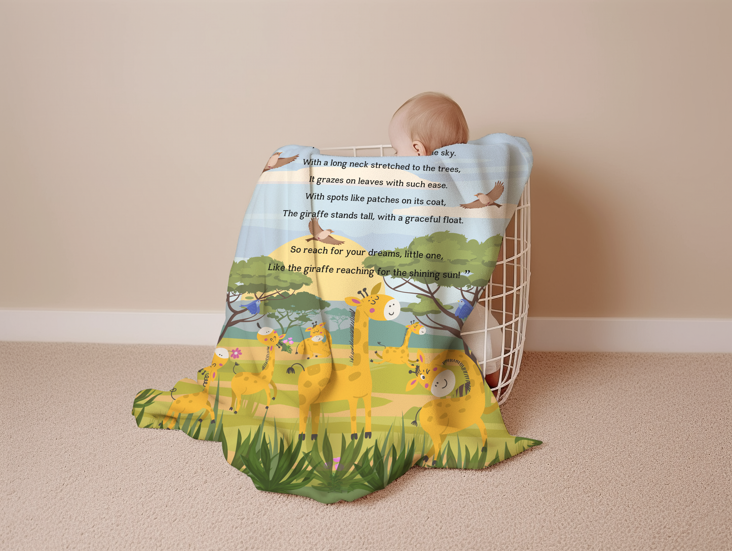 Introducing our adorable luxurious super soft Velveteen Children's Giraffe Blanket, the perfect Cuddle companion!