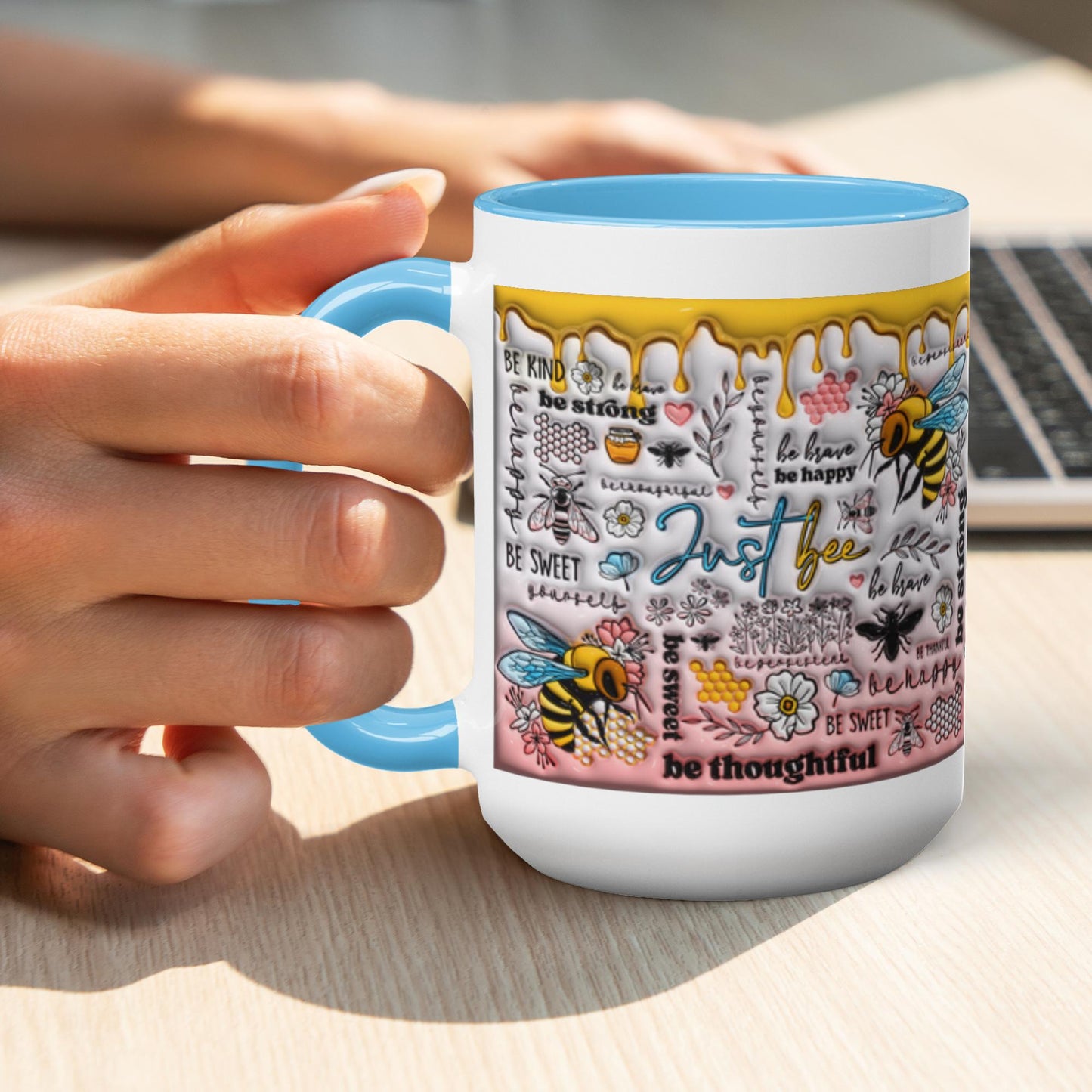 Buzzing with Inspiration:  Inflated Bee-Themed Inspirational Mugs