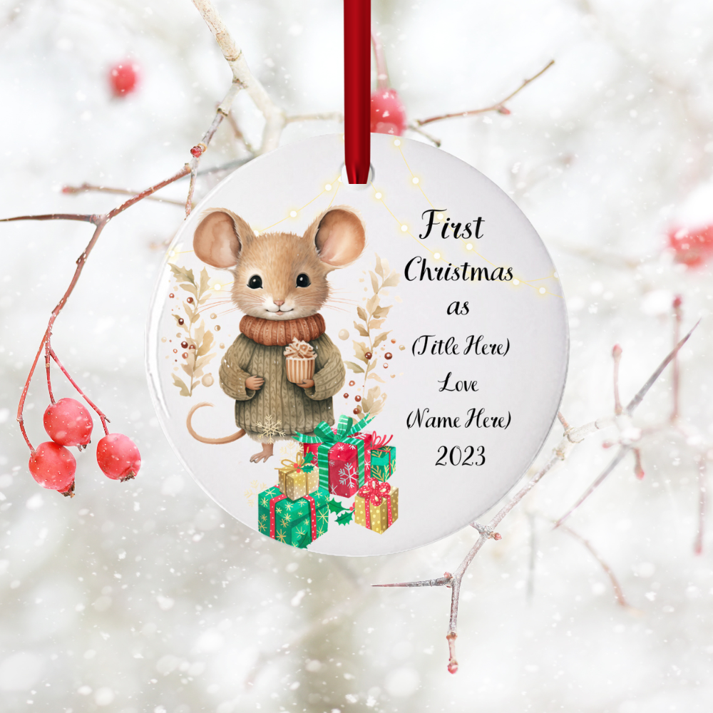 Cherished Beginnings:  Personalized Porcelain Ornament for Grandparents' First Christmas – Handmade Elegance, Lasting Memories.