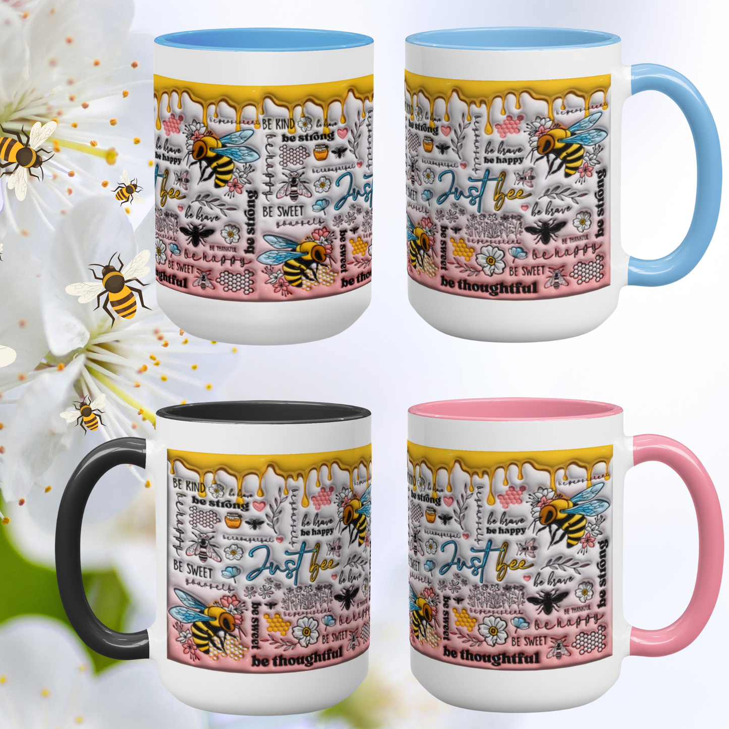 Buzzing with Inspiration:  Inflated Bee-Themed Inspirational Mugs