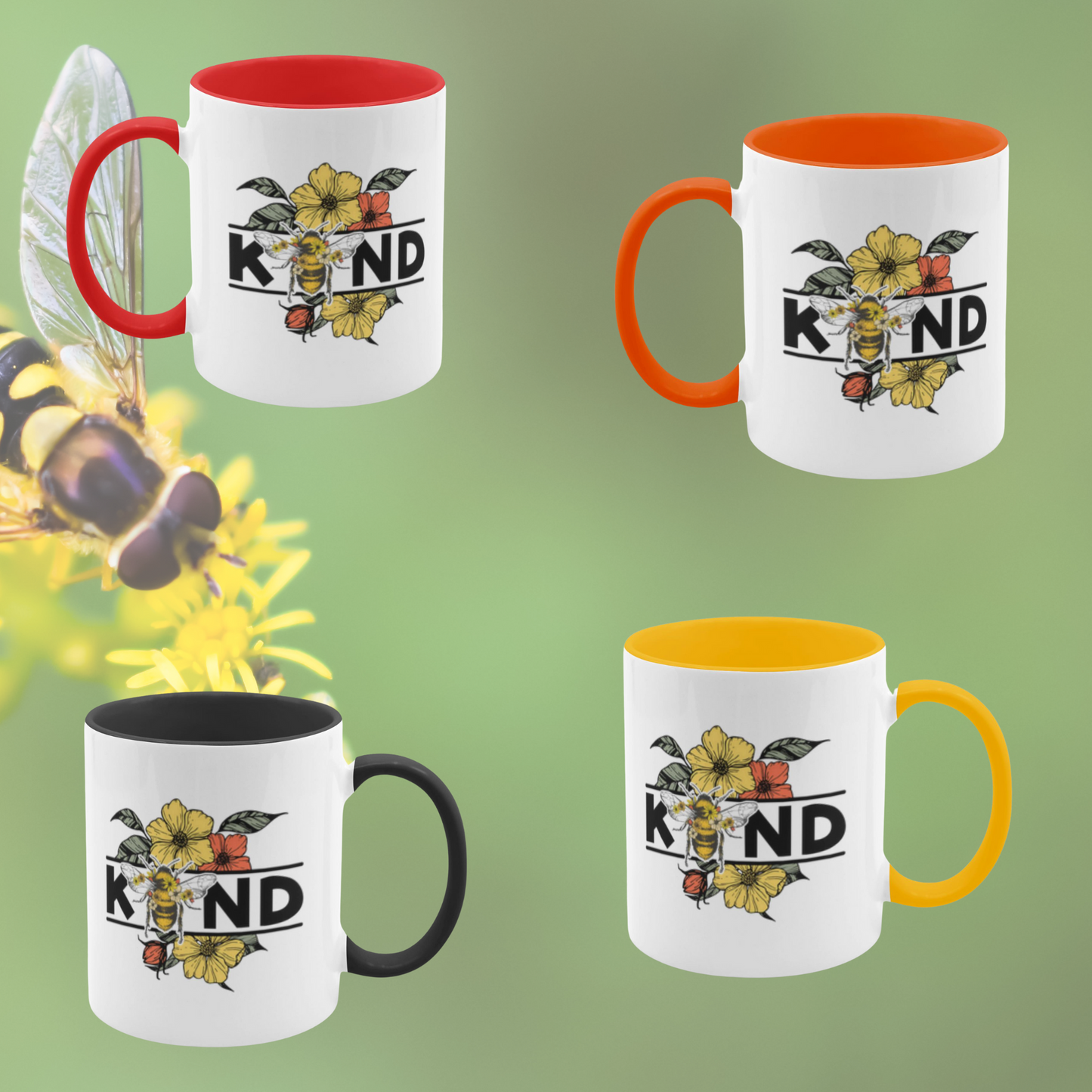 Buzzing with Inspiration:  Bee-Themed Inspirational Mugs – “Bee Kind”