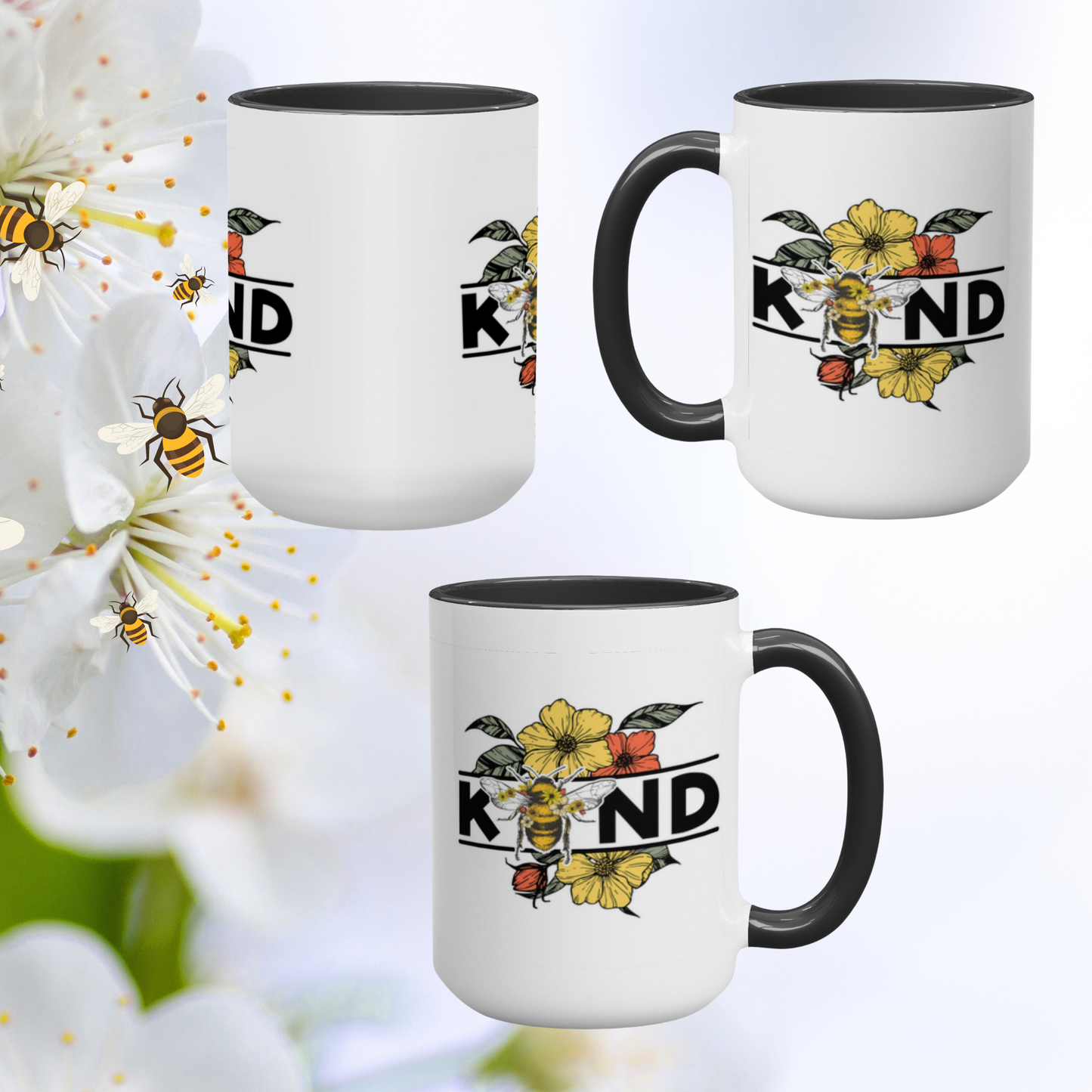 Buzzing with Inspiration:  Bee-Themed Inspirational Mugs – “Bee Kind”