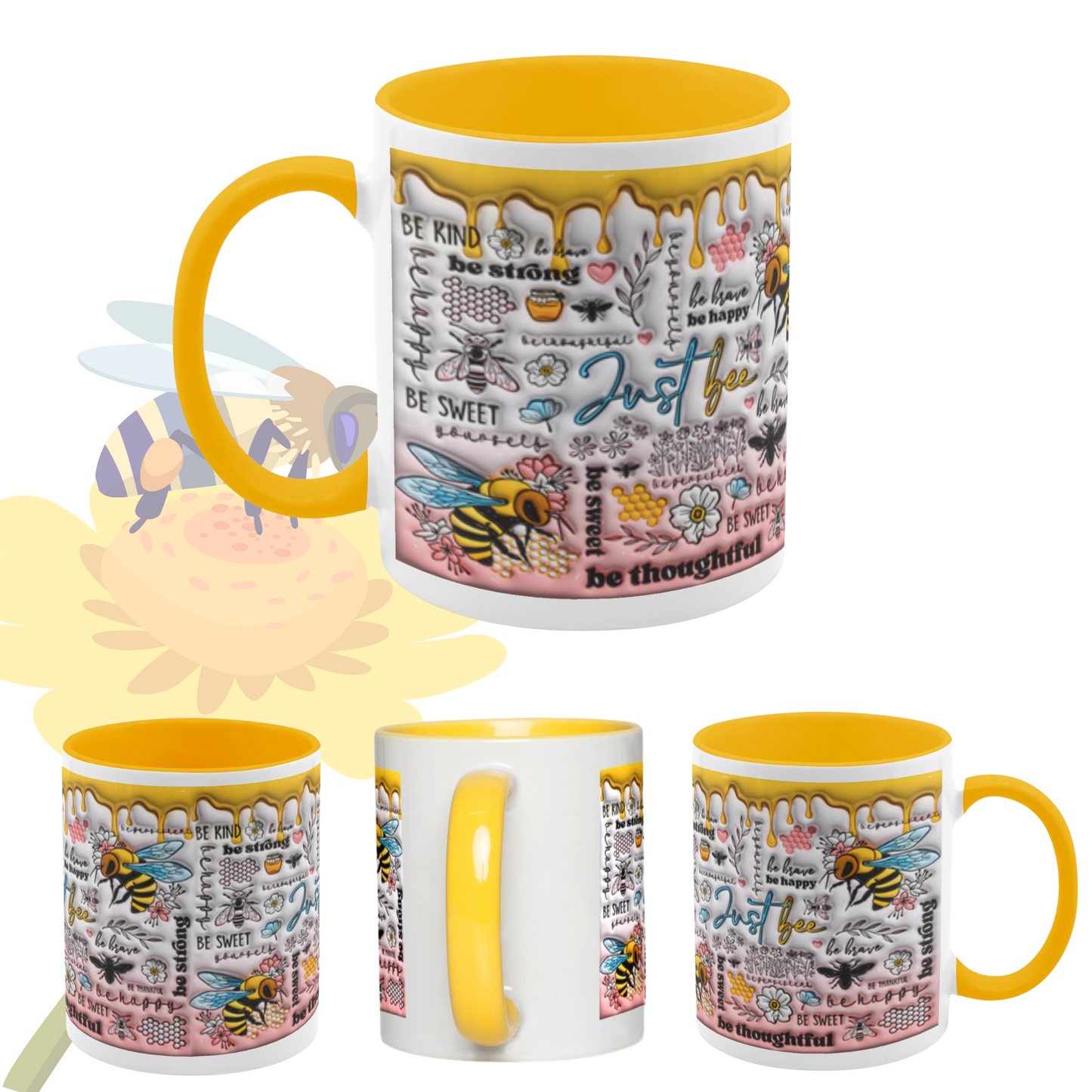 Buzzing with Inspiration:  Inflated Bee-Themed Inspirational Mugs