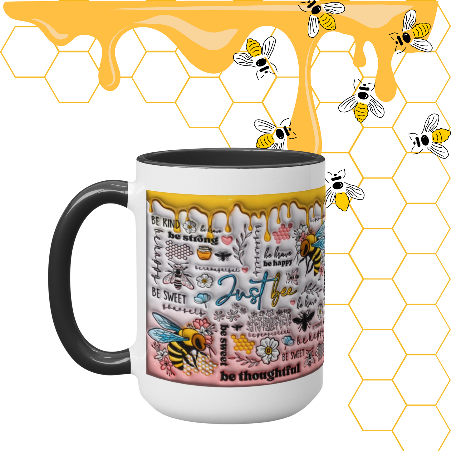 Buzzing with Inspiration:  Inflated Bee-Themed Inspirational Mugs