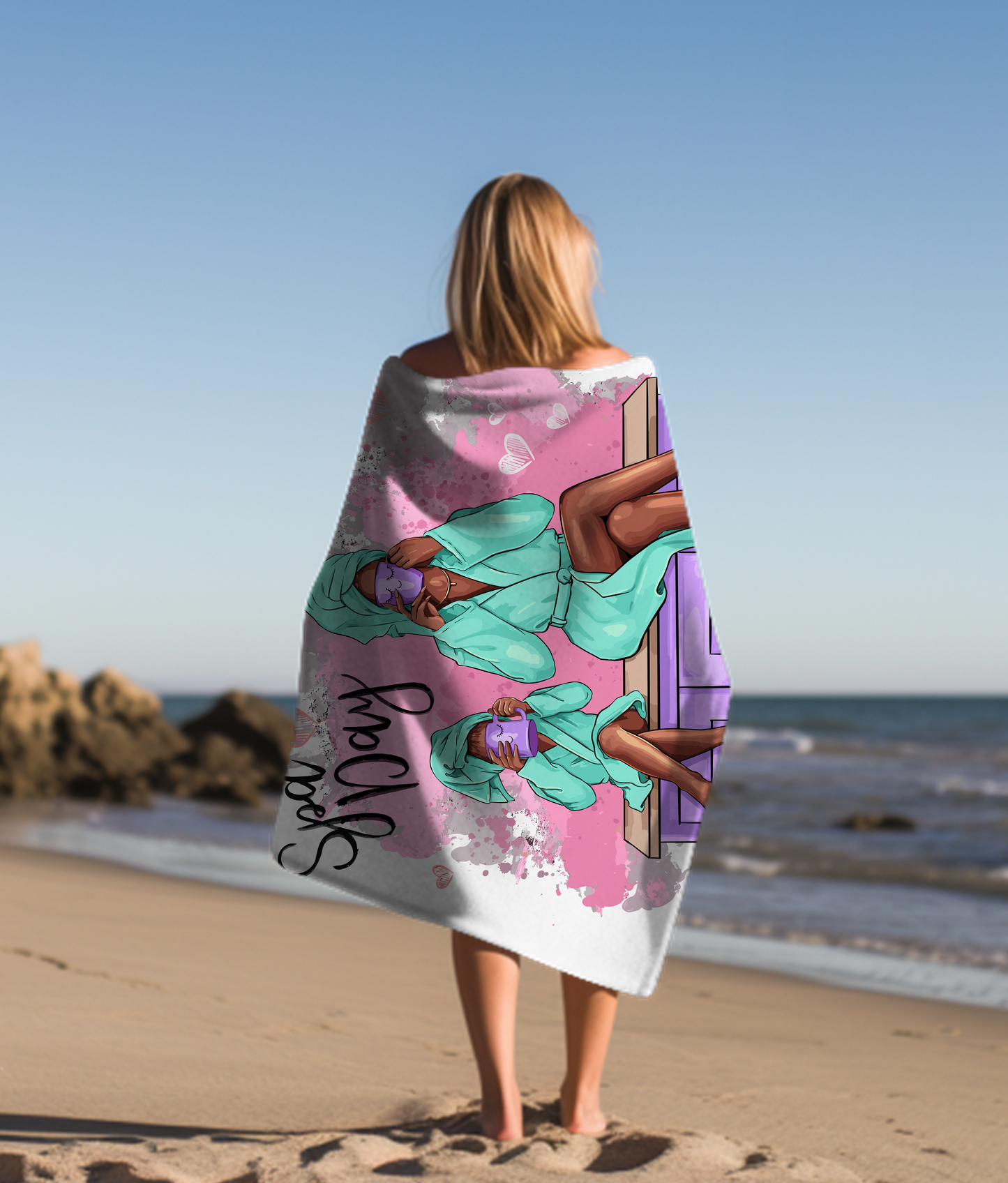 Customizable Spa Day Minky Blanket, Mother and Daughter - Wrap Yourself in Luxury and Love!