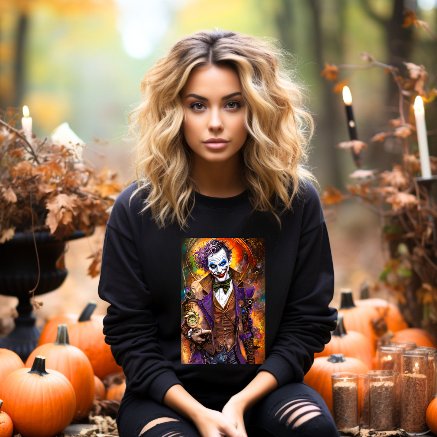 Steampunk Joker Sweatshirt, for a casual look or special occasions like Halloween