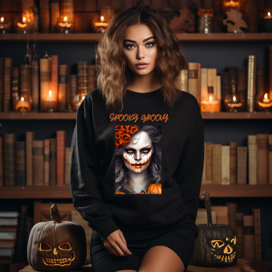 Explore our bewitching collection of Halloween sweatshirts, showcasing the mysterious allure of a beautiful witch on the front.