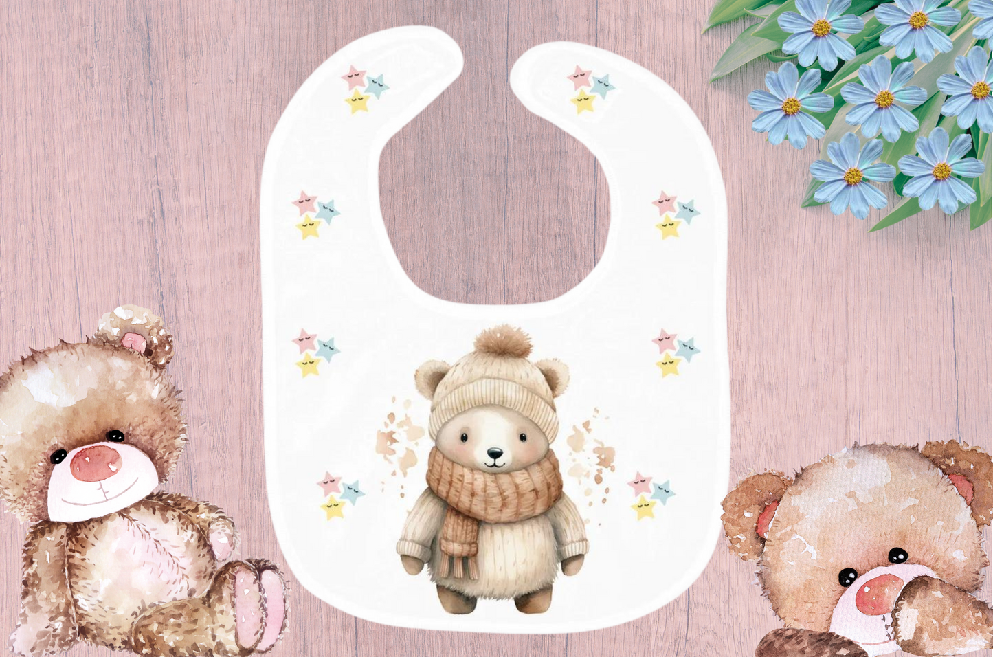 Mealtime Magic with Polar Bear Baby Bibs – Choose Super Soft or Heavy Weight in Whimsical White!