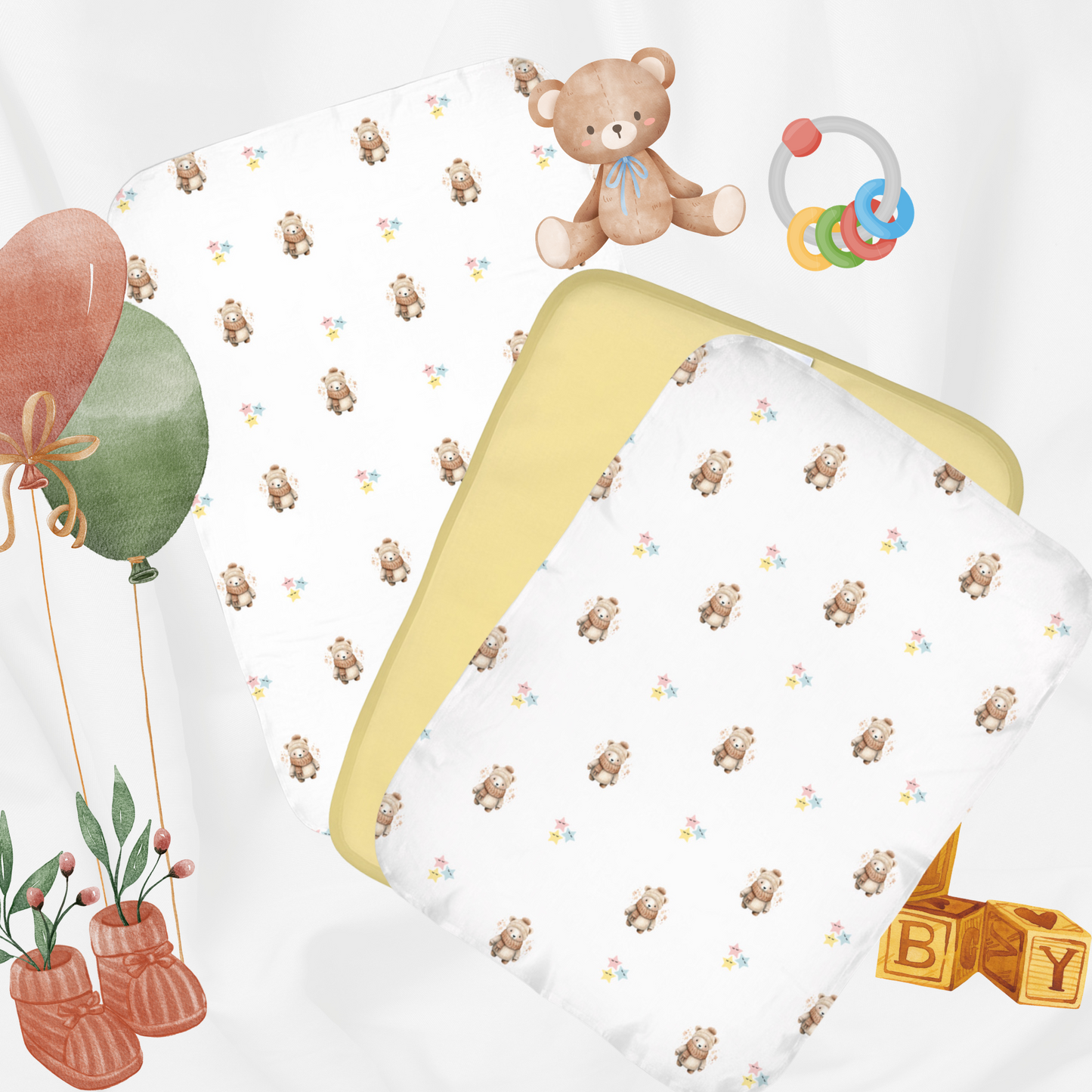 Whimsical Polar Bear Burp Cloths - 15x12” (381 x 304.8mm) of Cozy Comfort for Little Ones!