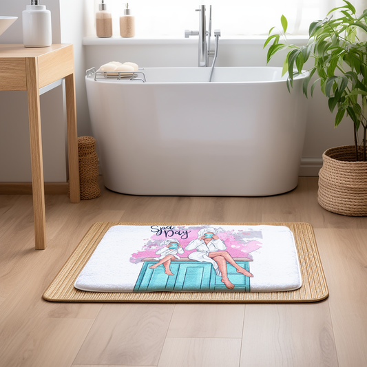 Customizable Unique Spa Day Microfiber Memory Foam Bath Mats, Mother and Daughter - Where Comfort Meets Personalization!