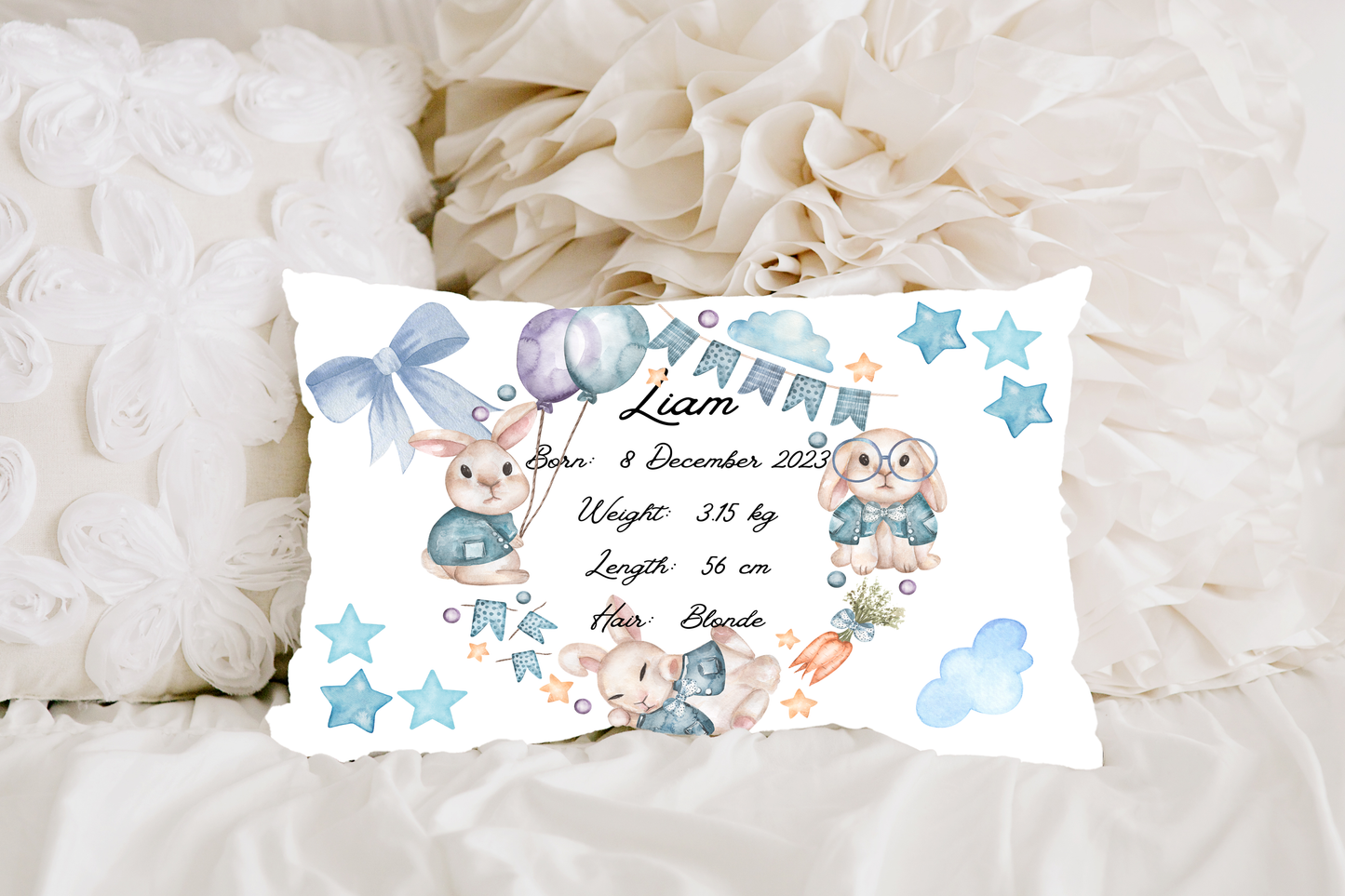 Personalised plush faux suede Bunny Throw Cushion, a cherished keepsake for life's precious moments!