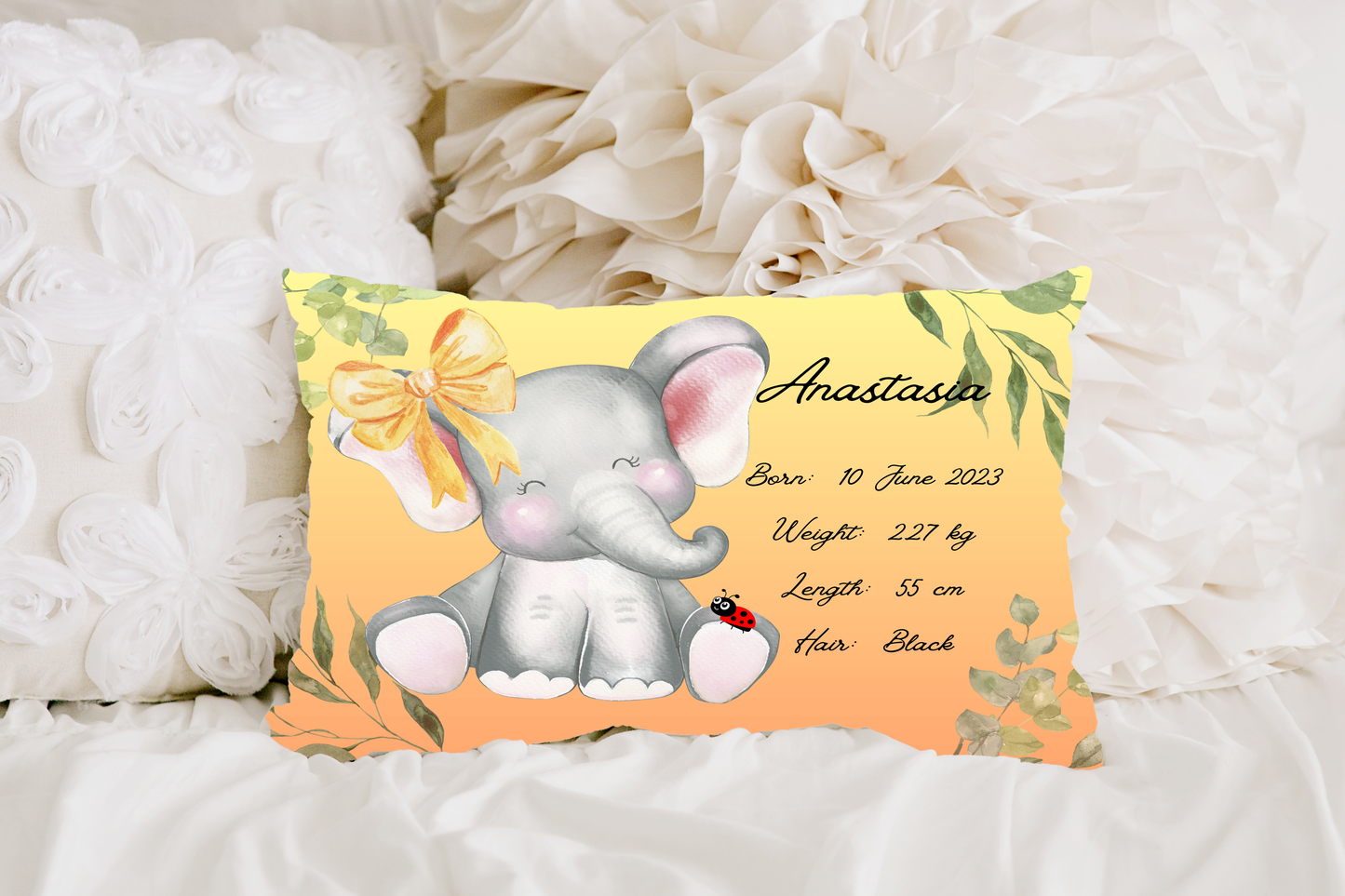 Personalised plush faux suede Elephant Throw Cushion, a cherished keepsake for life's precious moments!