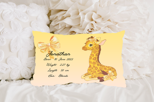 Personalised plush faux suede Giraffe Throw Cushion, a cherished keepsake for life's precious moments!