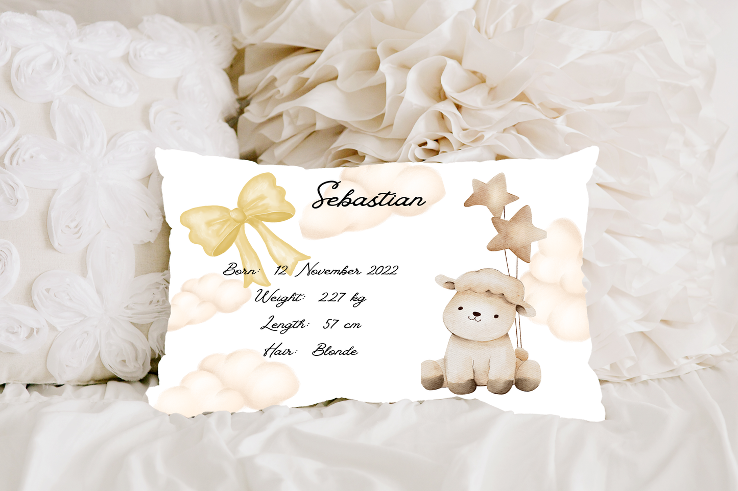 Personalised plush faux suede Lamb Throw Cushion, a cherished keepsake for life's precious moments!