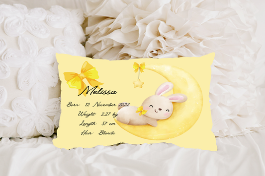 Personalised plush faux suede Lemon Bunny Throw Cushion, a cherished keepsake for life's precious moments!