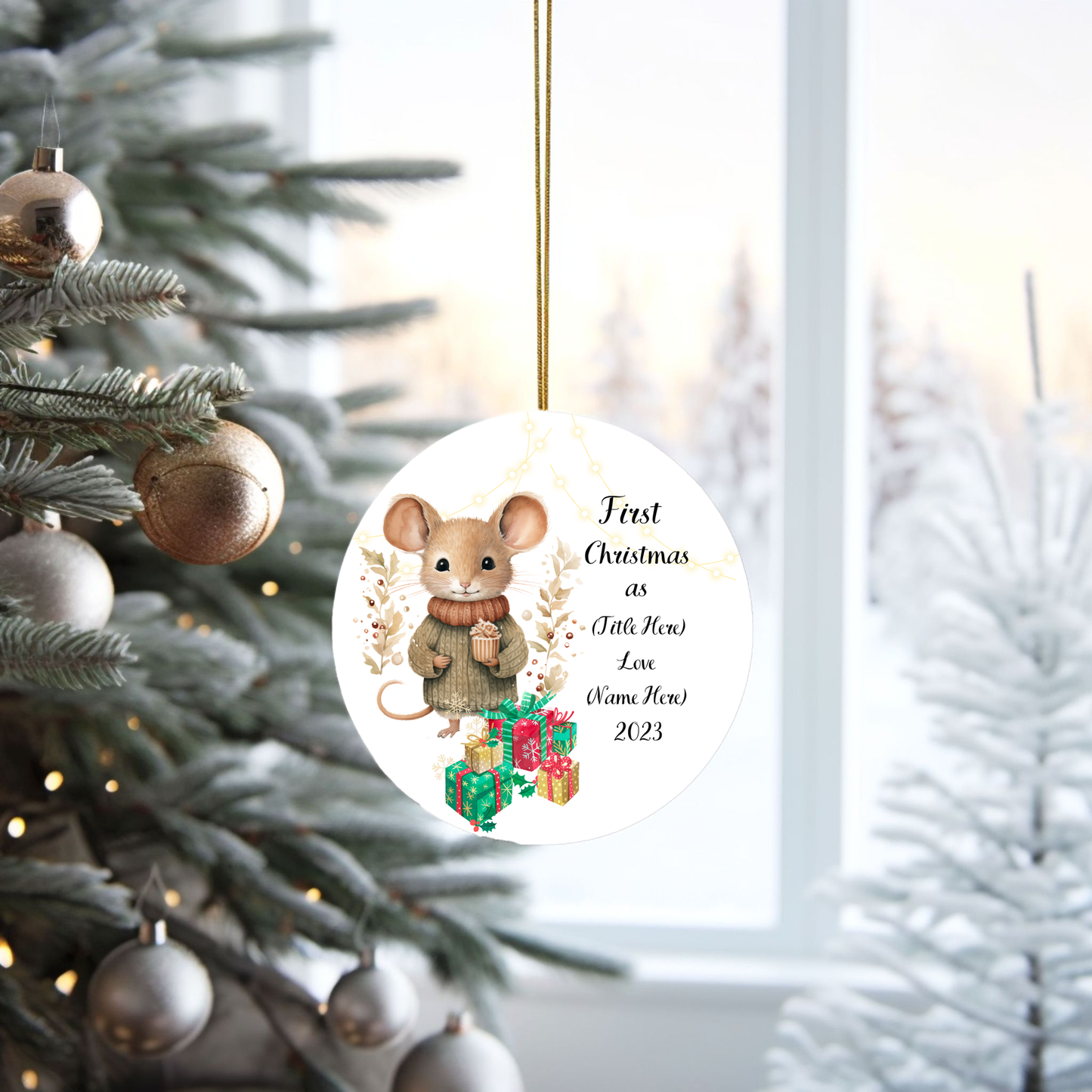 Cherished Beginnings:  Personalized Porcelain Ornament for Grandparents' First Christmas – Handmade Elegance, Lasting Memories.