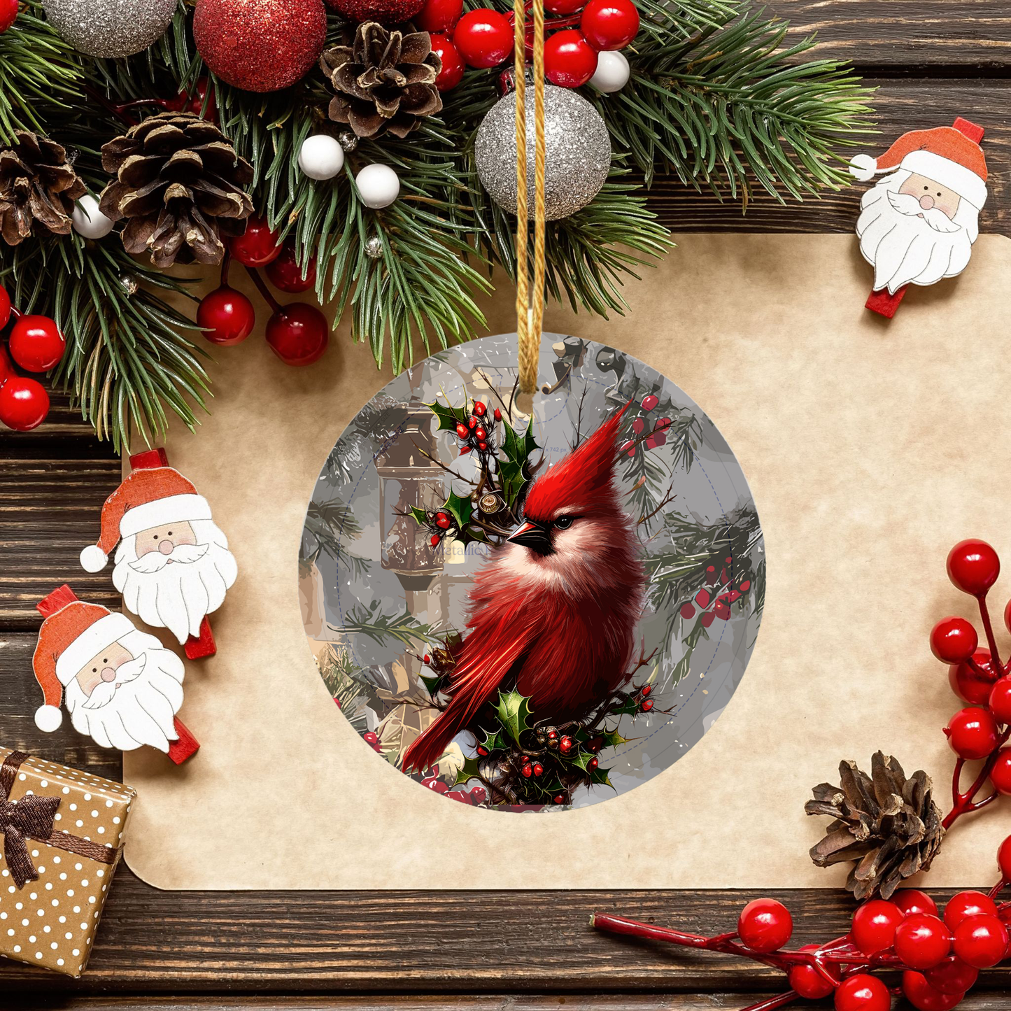 Radiant 3D Porcelain Christmas Cardinal Ornament:  Elegance in Every Detail for Your Holiday Joy!