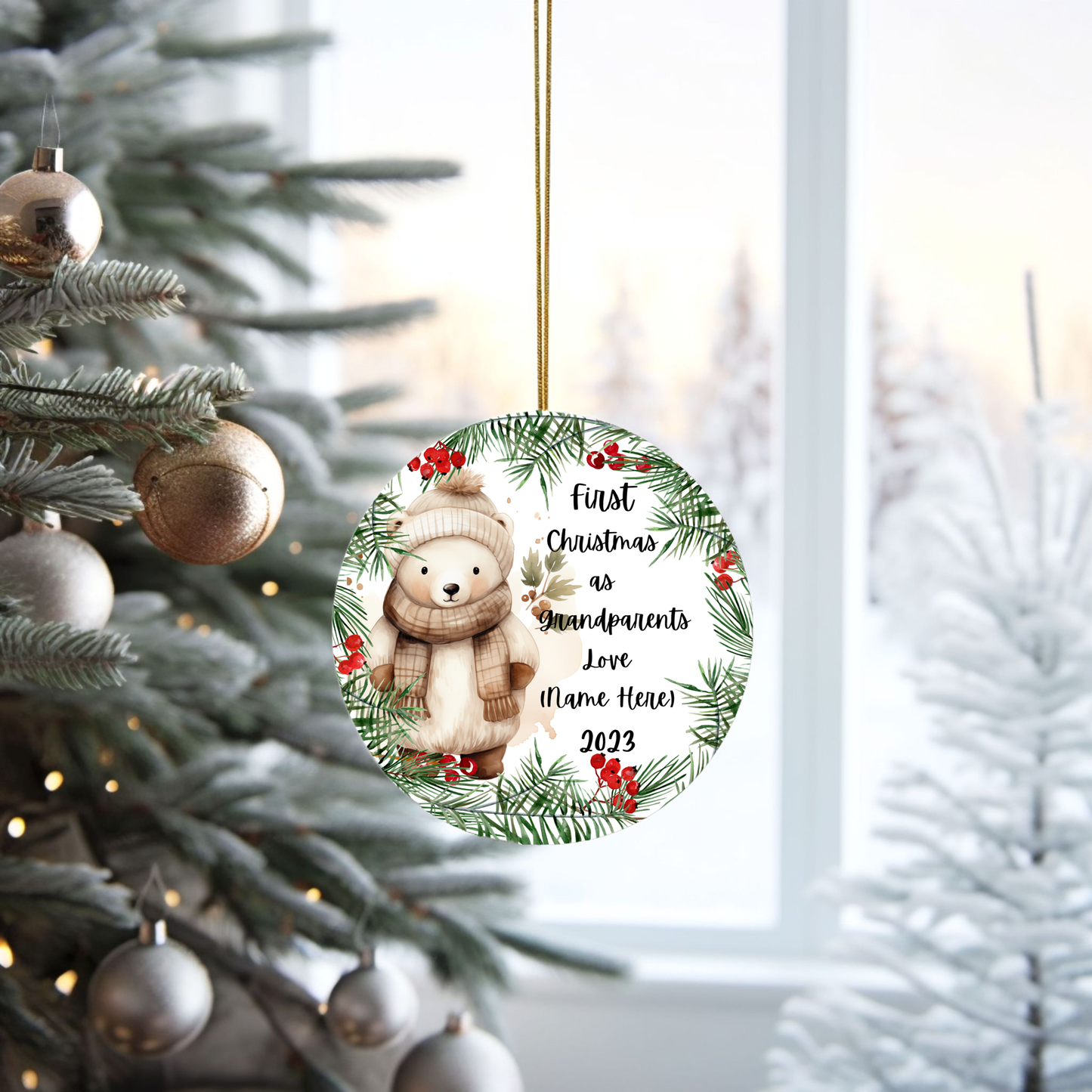 Cherished Beginnings:  Personalized Porcelain Ornament for Grandparents' First Christmas – Handmade Elegance, Lasting Memories. _1