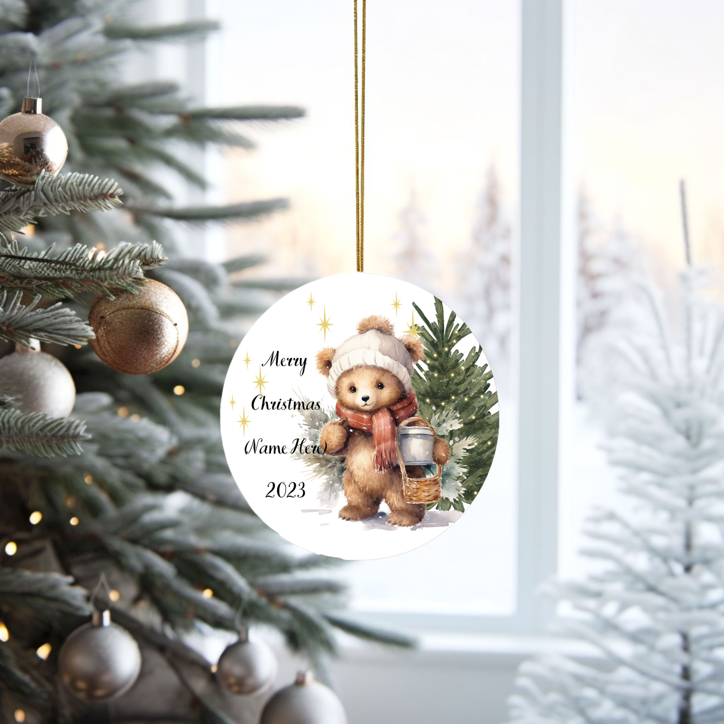 Charming Personalized Children’s Porcelain Christmas Ornament:  Elegance in Every Detail for Your Holiday Joy!