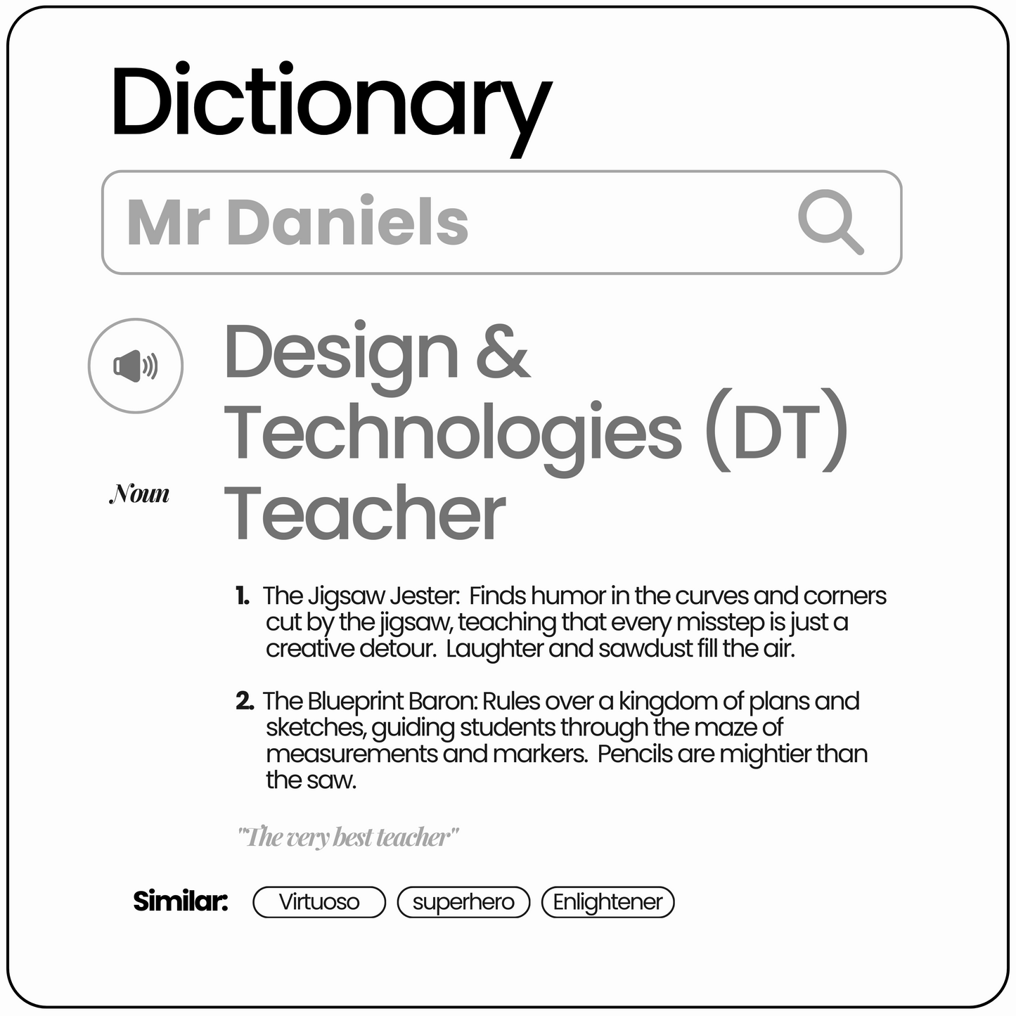 Chic & Witty:  Personalized Teacher Tribute Canvas Tote Bags – “Design & Technology (DT) Teacher”