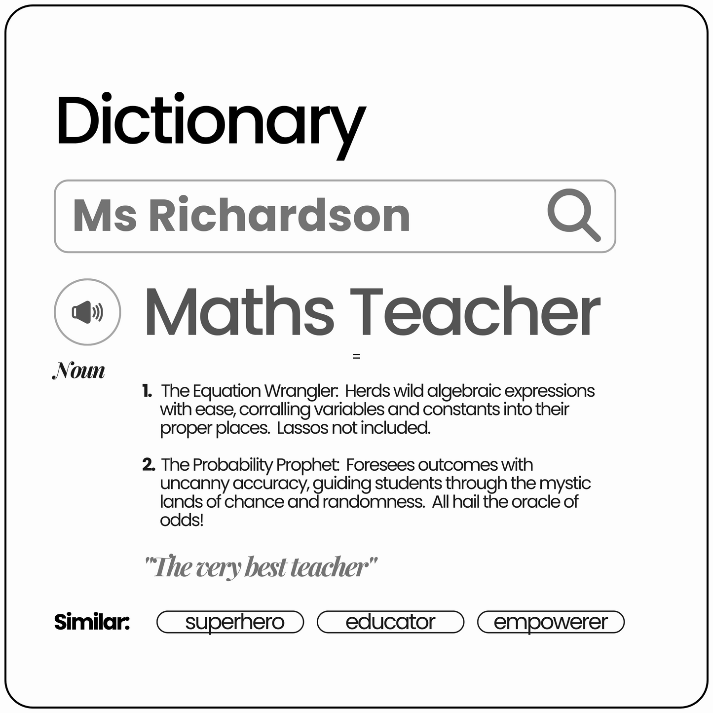 Chic & Witty:  Personalized Teacher Tribute Canvas Tote Bags - Maths Teacher