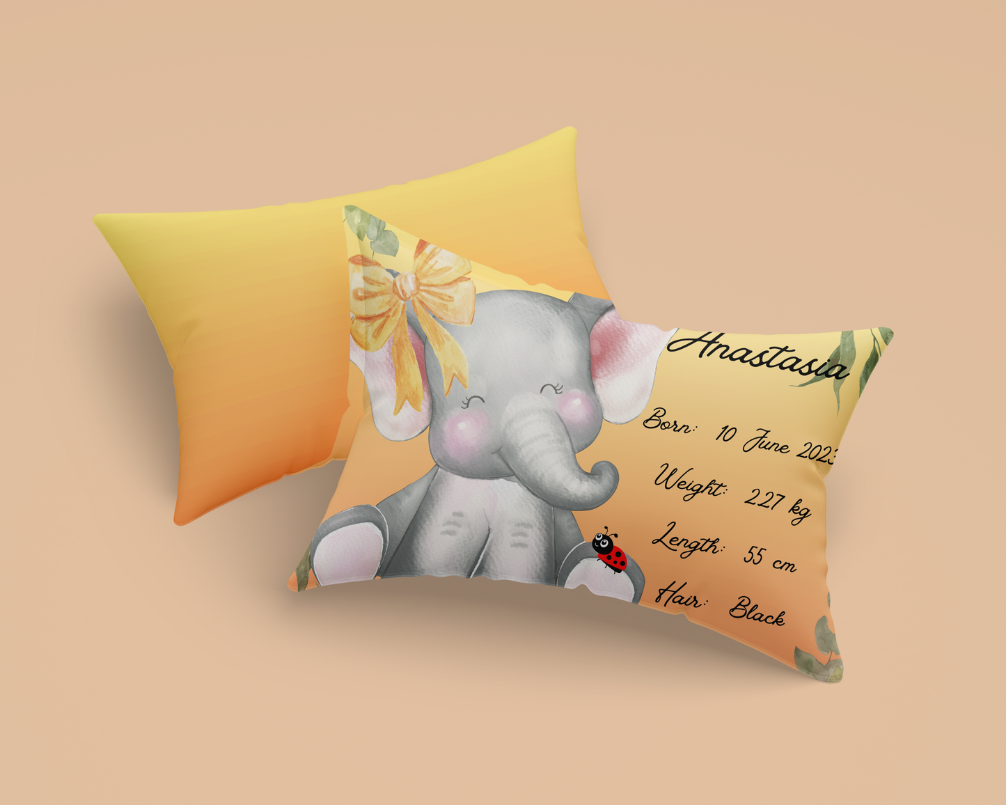 Personalised plush faux suede Elephant Throw Cushion, a cherished keepsake for life's precious moments!