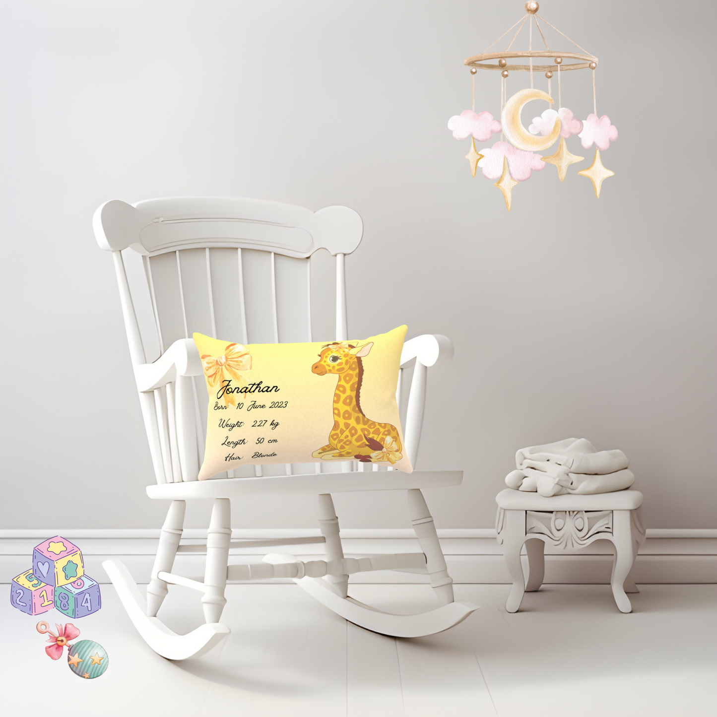 Personalised plush faux suede Giraffe Throw Cushion, a cherished keepsake for life's precious moments!