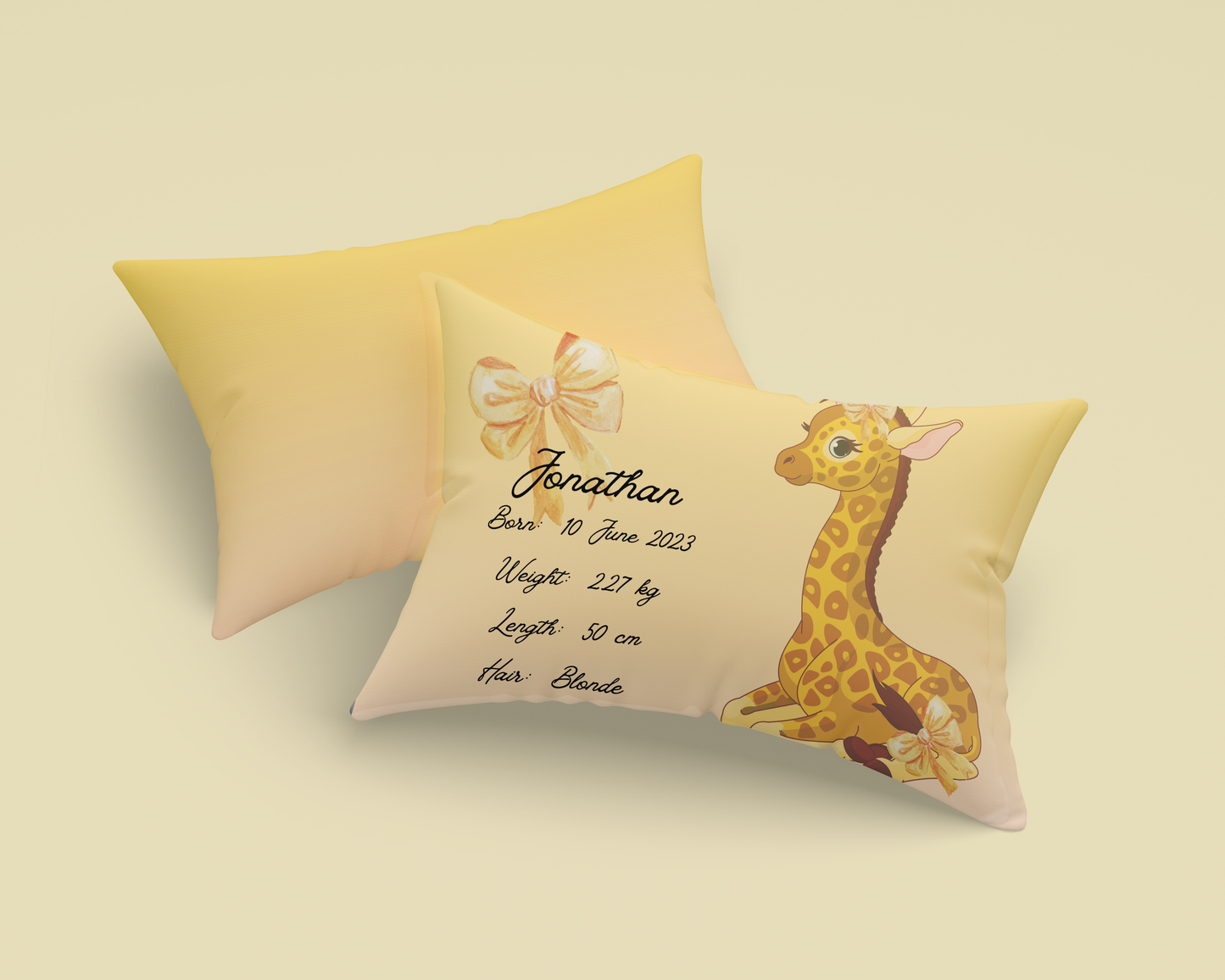 Personalised plush faux suede Giraffe Throw Cushion, a cherished keepsake for life's precious moments!