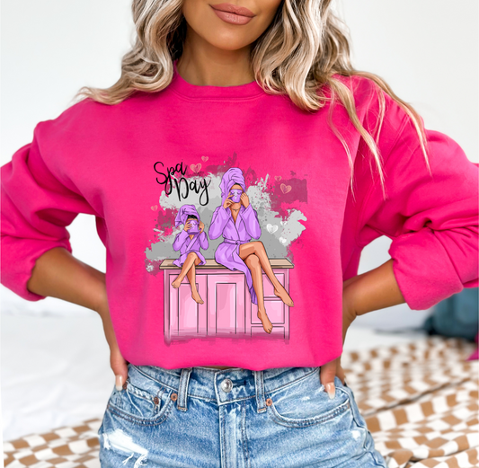 Customizable Mother and Daughter Spa Day Crew-Neck Sweatshirt, Personalization available!