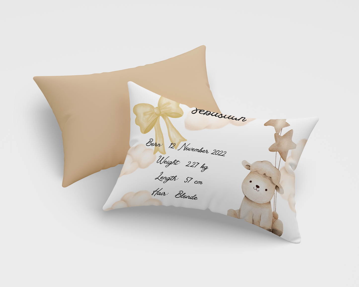 Personalised plush faux suede Lamb Throw Cushion, a cherished keepsake for life's precious moments!