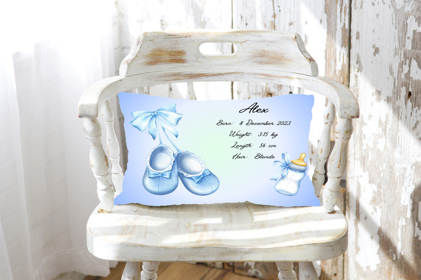 Personalised plush faux suede Blue Ballet Shoes' Throw Cushion, a cherished keepsake for life's precious moments!