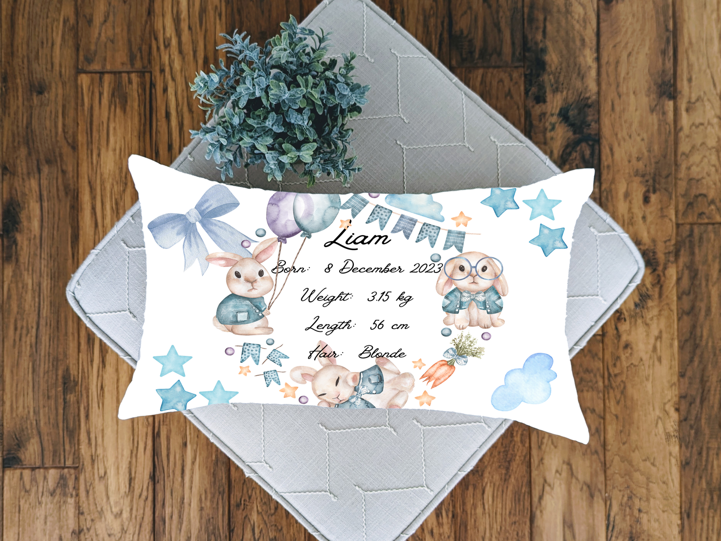 Personalised plush faux suede Bunny Throw Cushion, a cherished keepsake for life's precious moments!