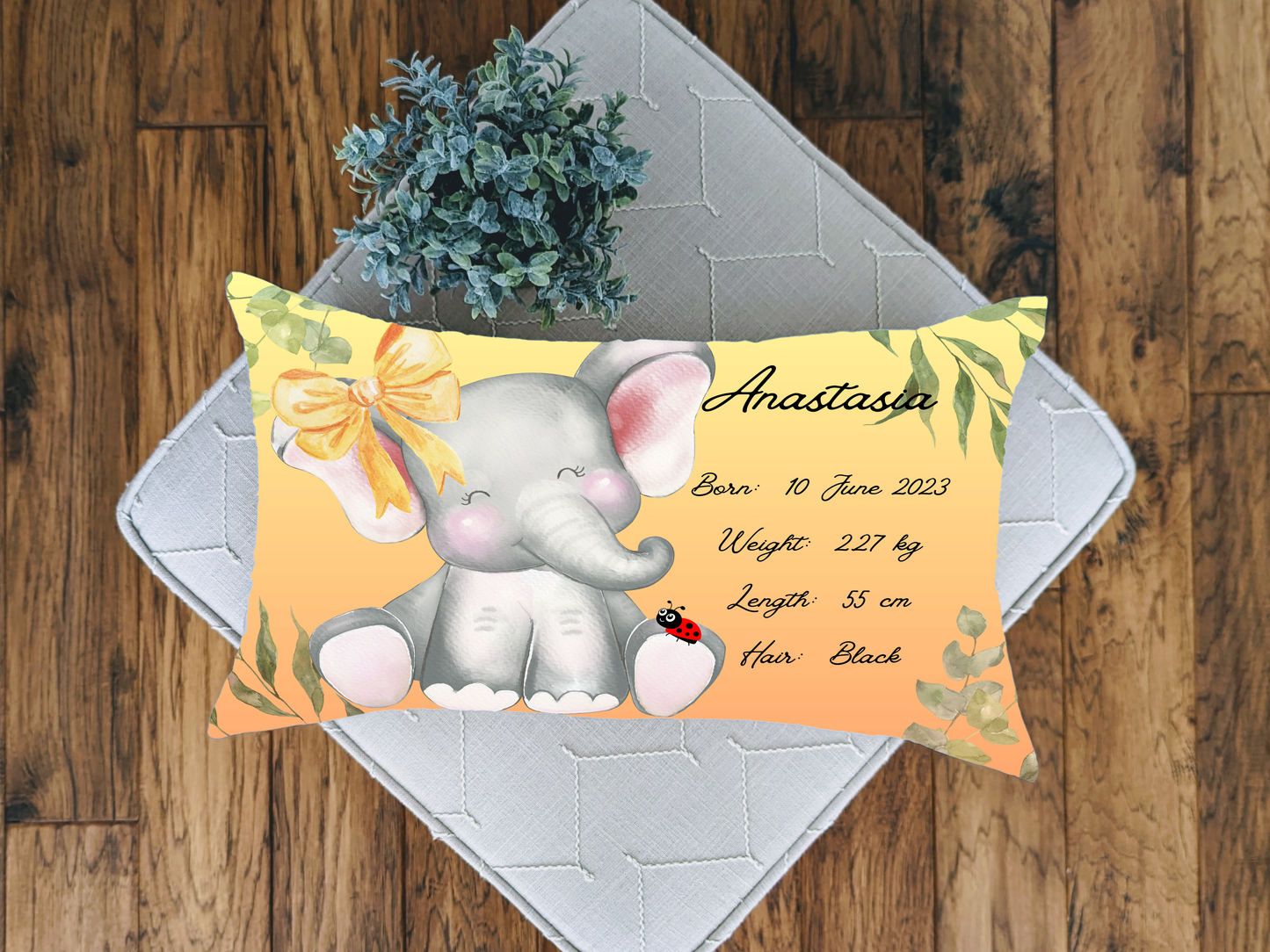 Personalised plush faux suede Elephant Throw Cushion, a cherished keepsake for life's precious moments!