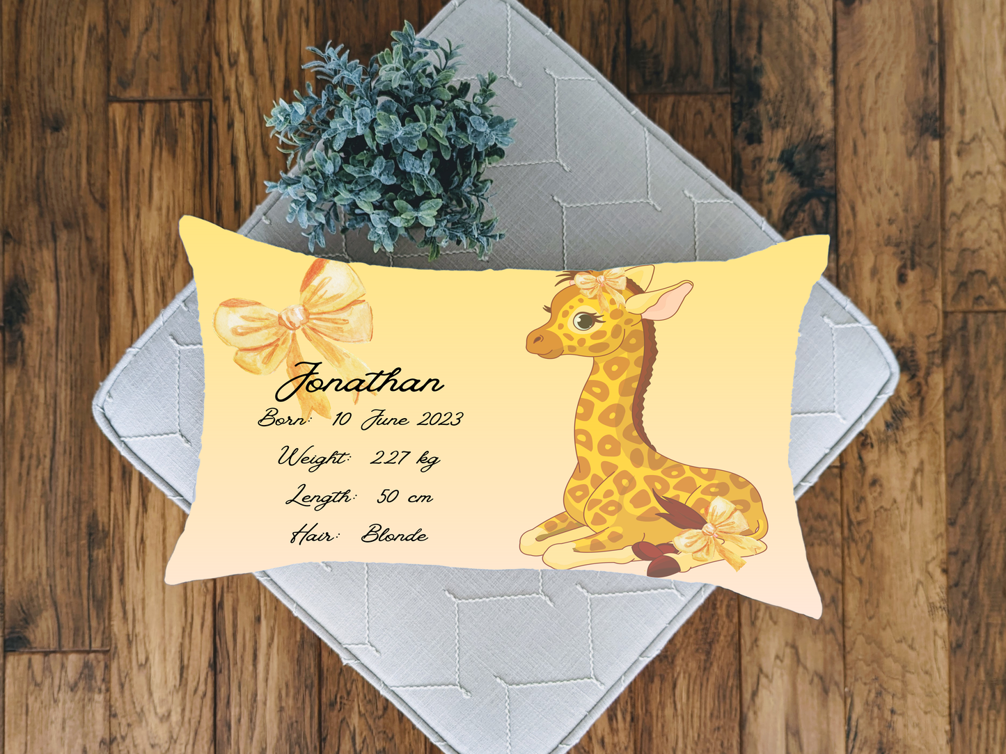 Personalised plush faux suede Giraffe Throw Cushion, a cherished keepsake for life's precious moments!