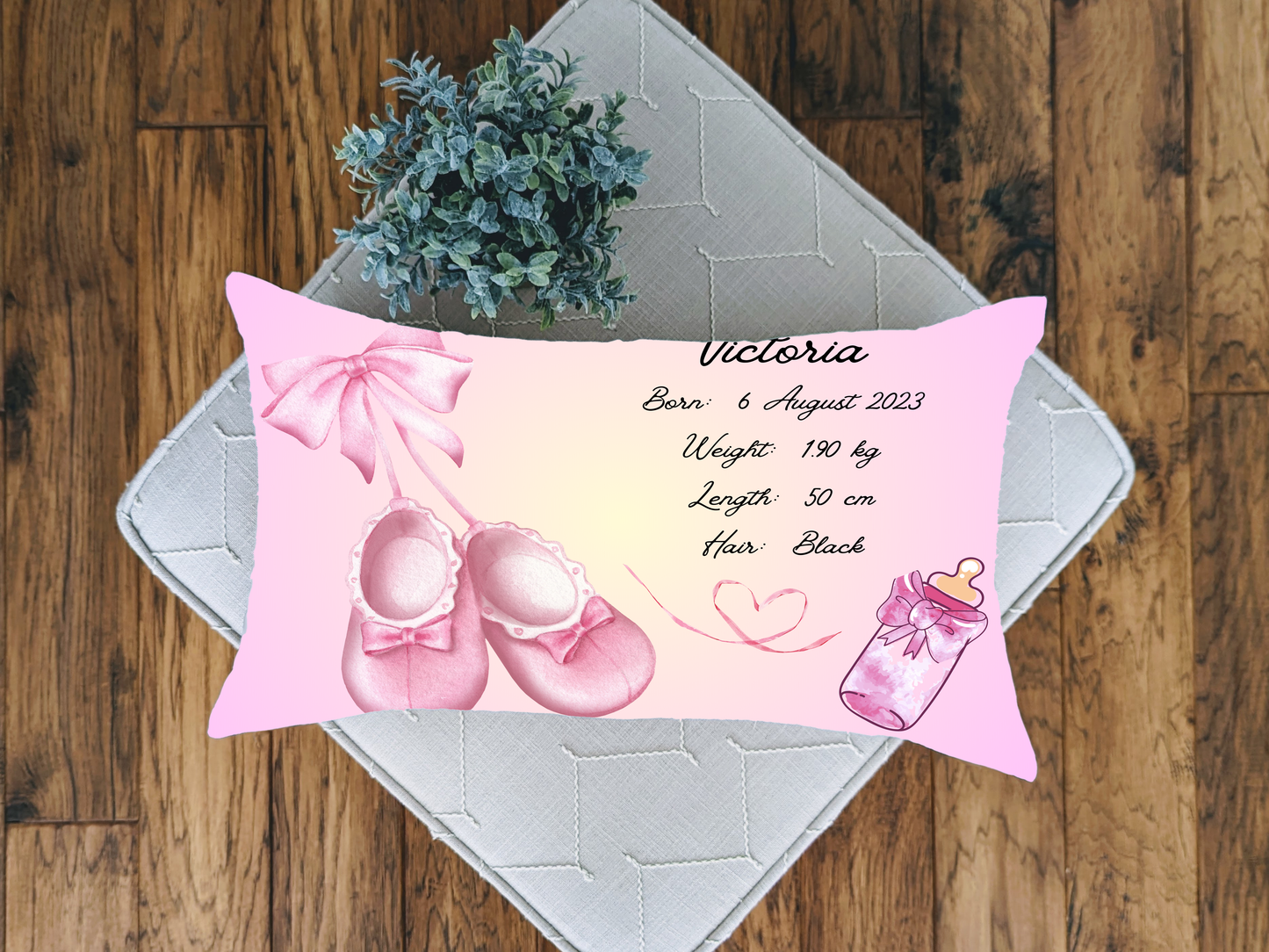 Personalised plush faux suede Pink Ballet Shoes' Throw Cushion, a cherished keepsake for life's precious moments!