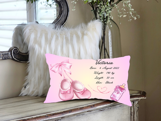 Personalised plush faux suede Pink Ballet Shoes' Throw Cushion, a cherished keepsake for life's precious moments!