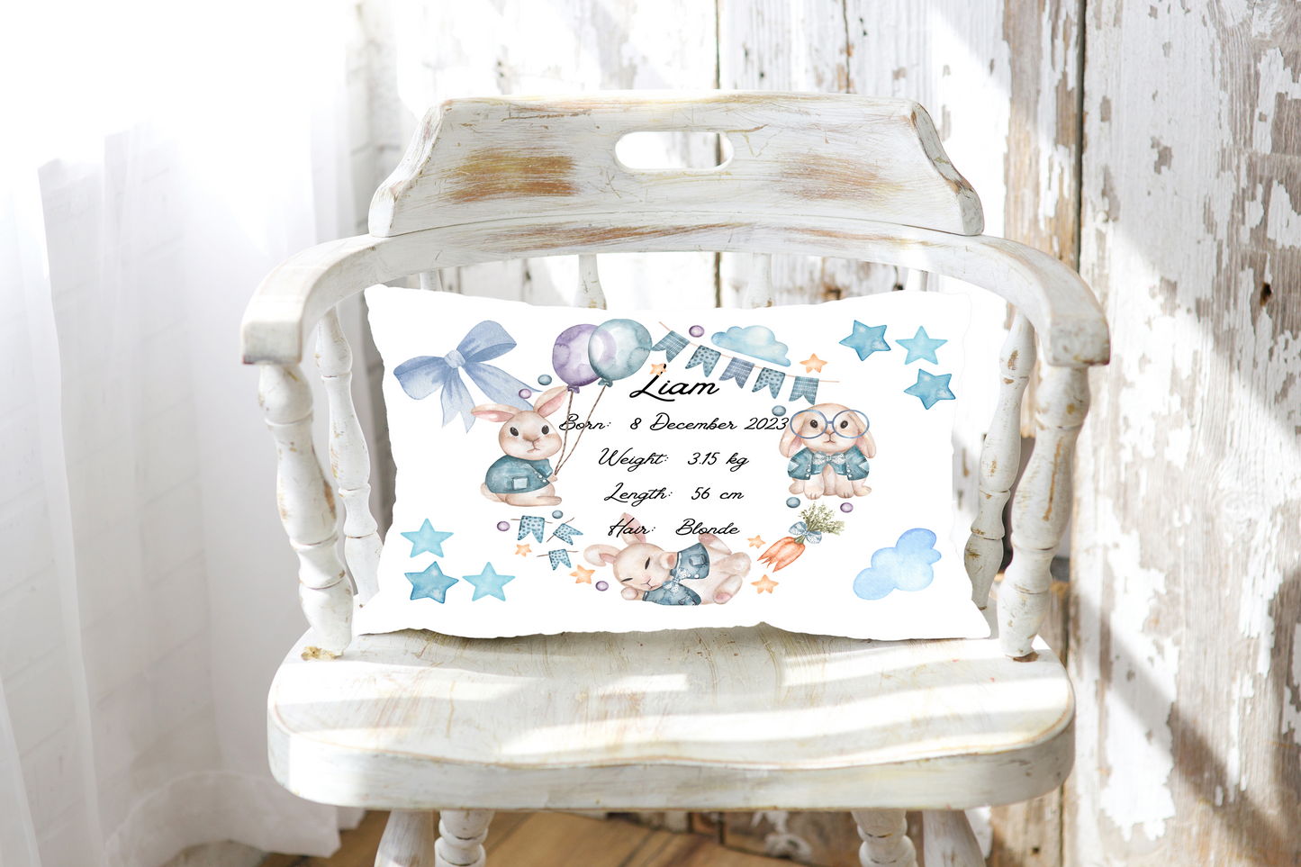 Personalised plush faux suede Bunny Throw Cushion, a cherished keepsake for life's precious moments!