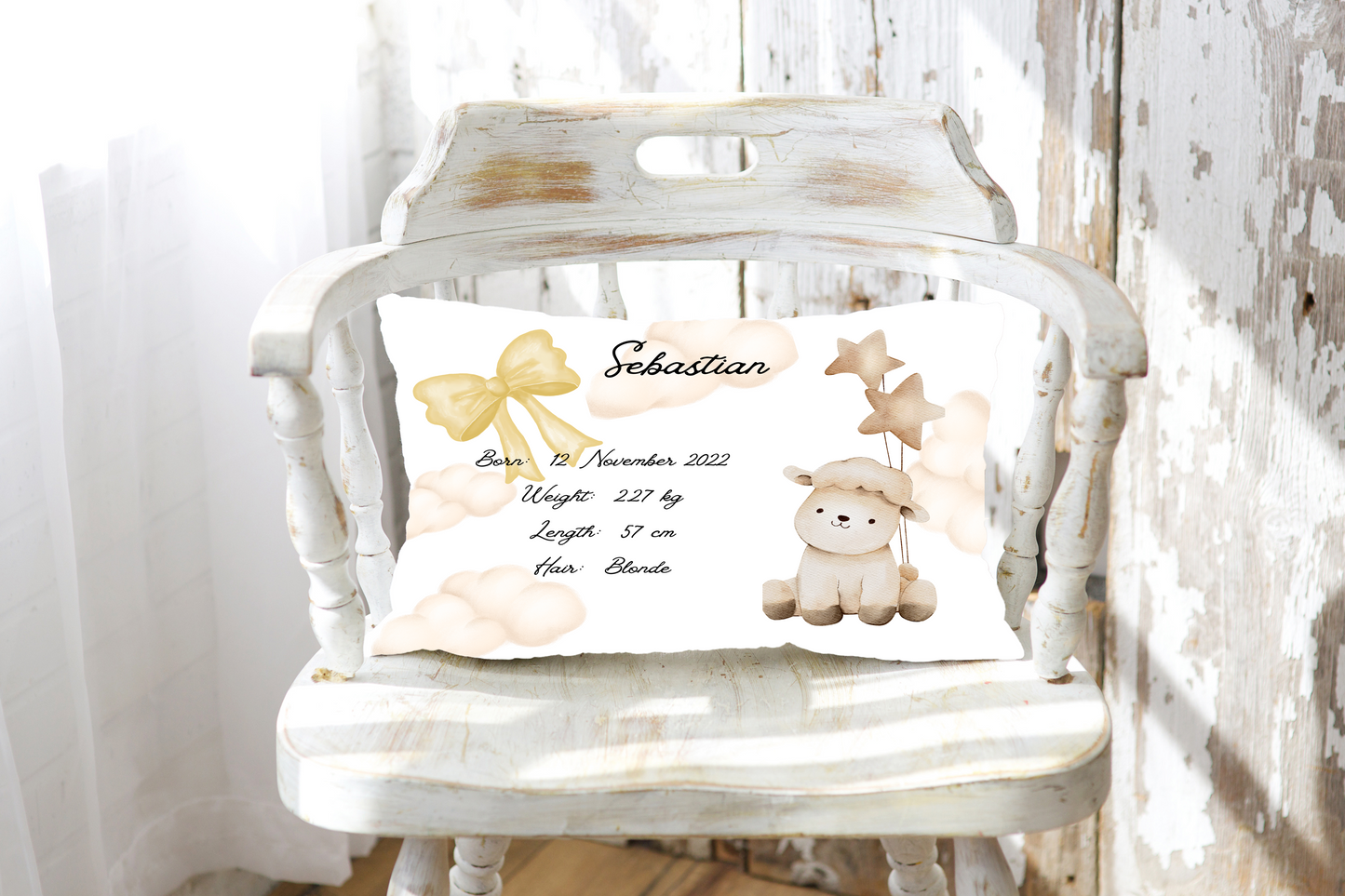 Personalised plush faux suede Lamb Throw Cushion, a cherished keepsake for life's precious moments!