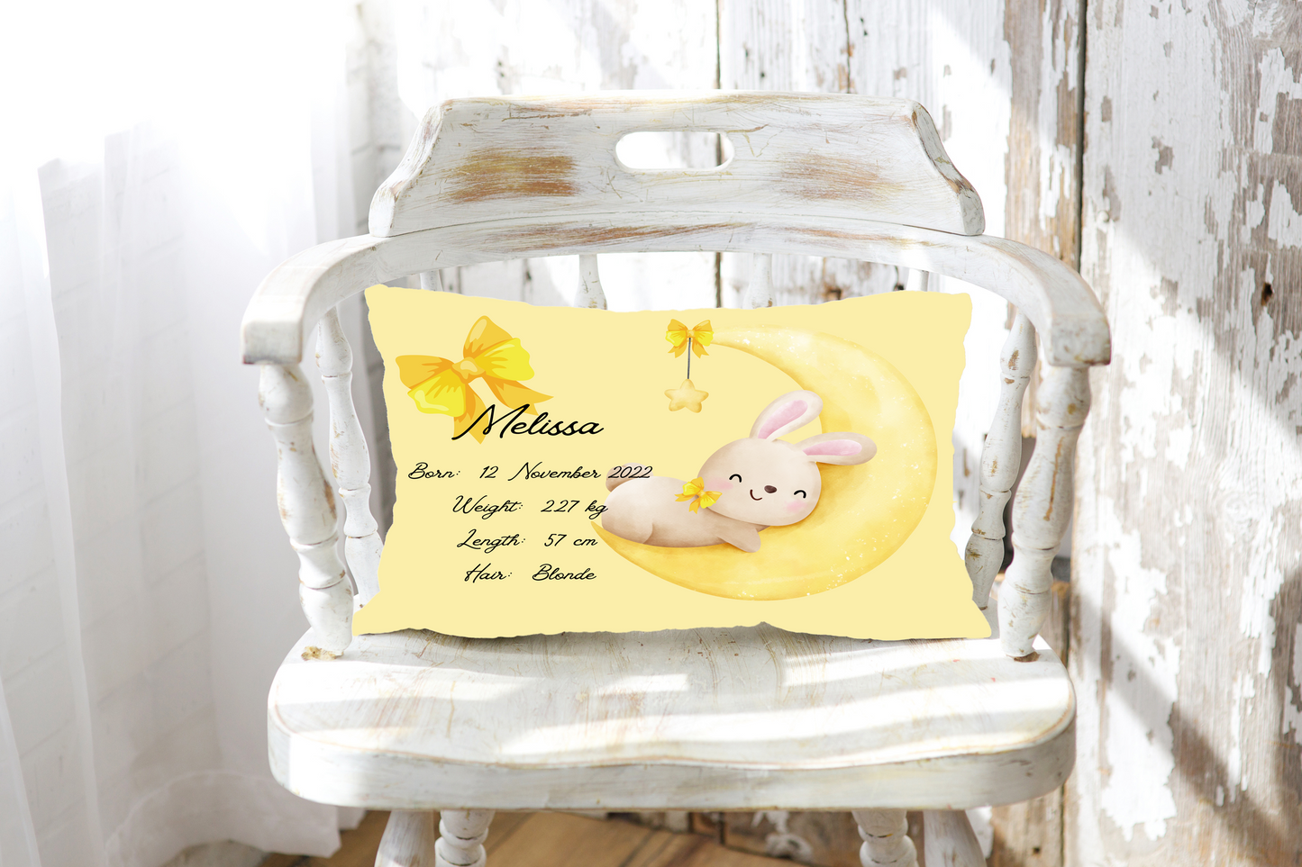 Personalised plush faux suede Lemon Bunny Throw Cushion, a cherished keepsake for life's precious moments!